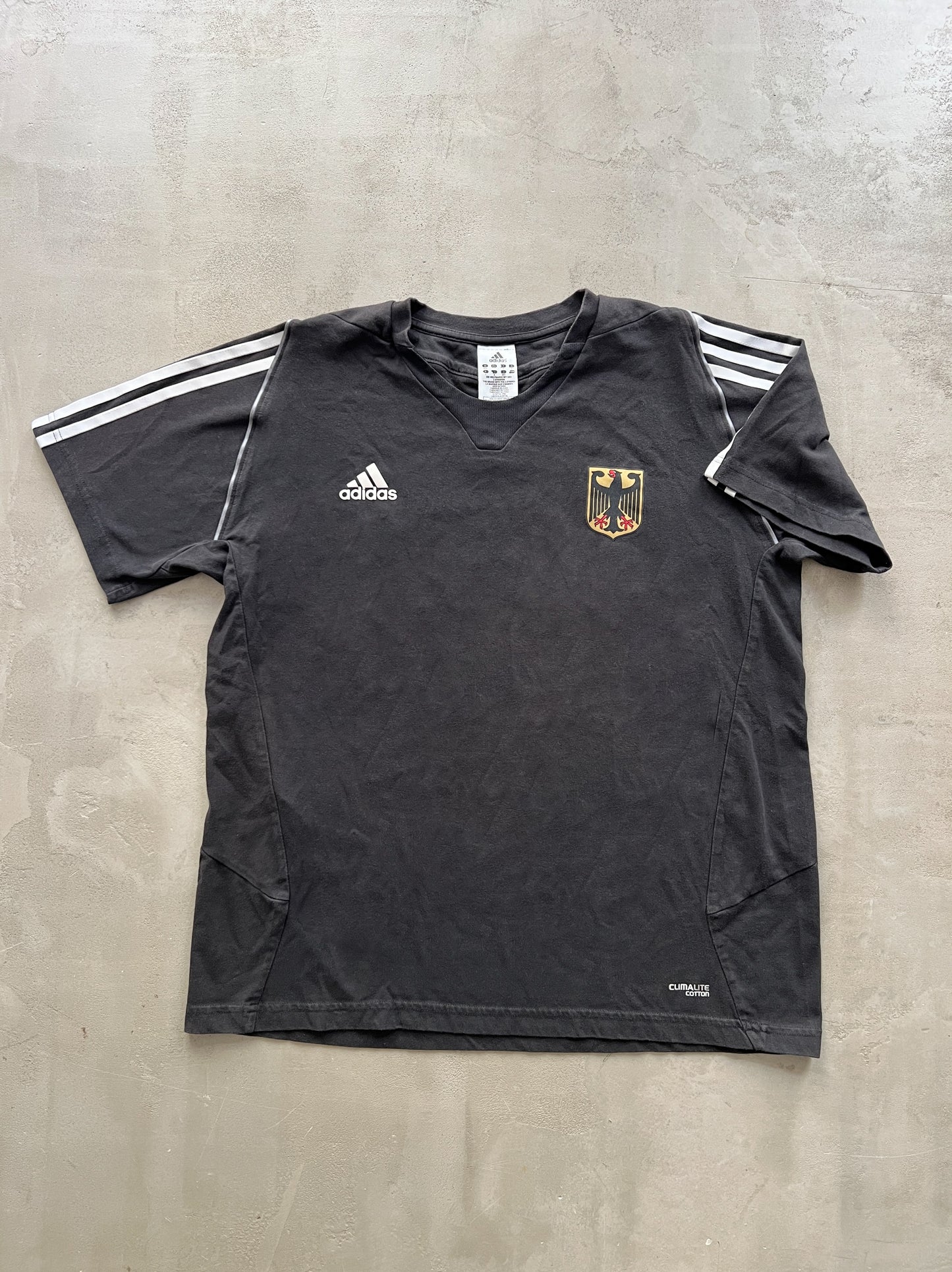 FADED BLACK GERMANY ADIDAS COTTON JERSEY - 2000S - L