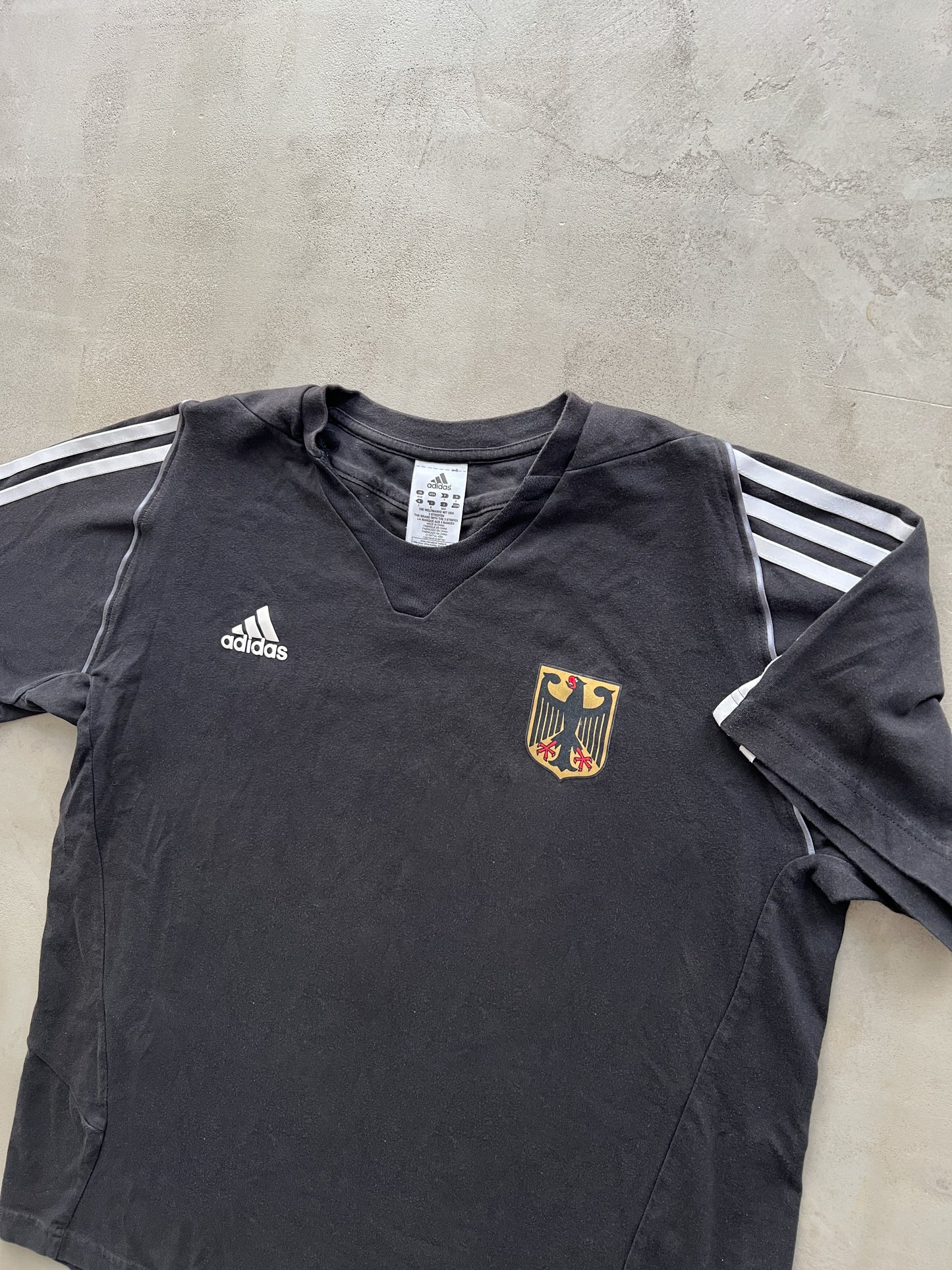 FADED BLACK GERMANY ADIDAS COTTON JERSEY - 2000S - L