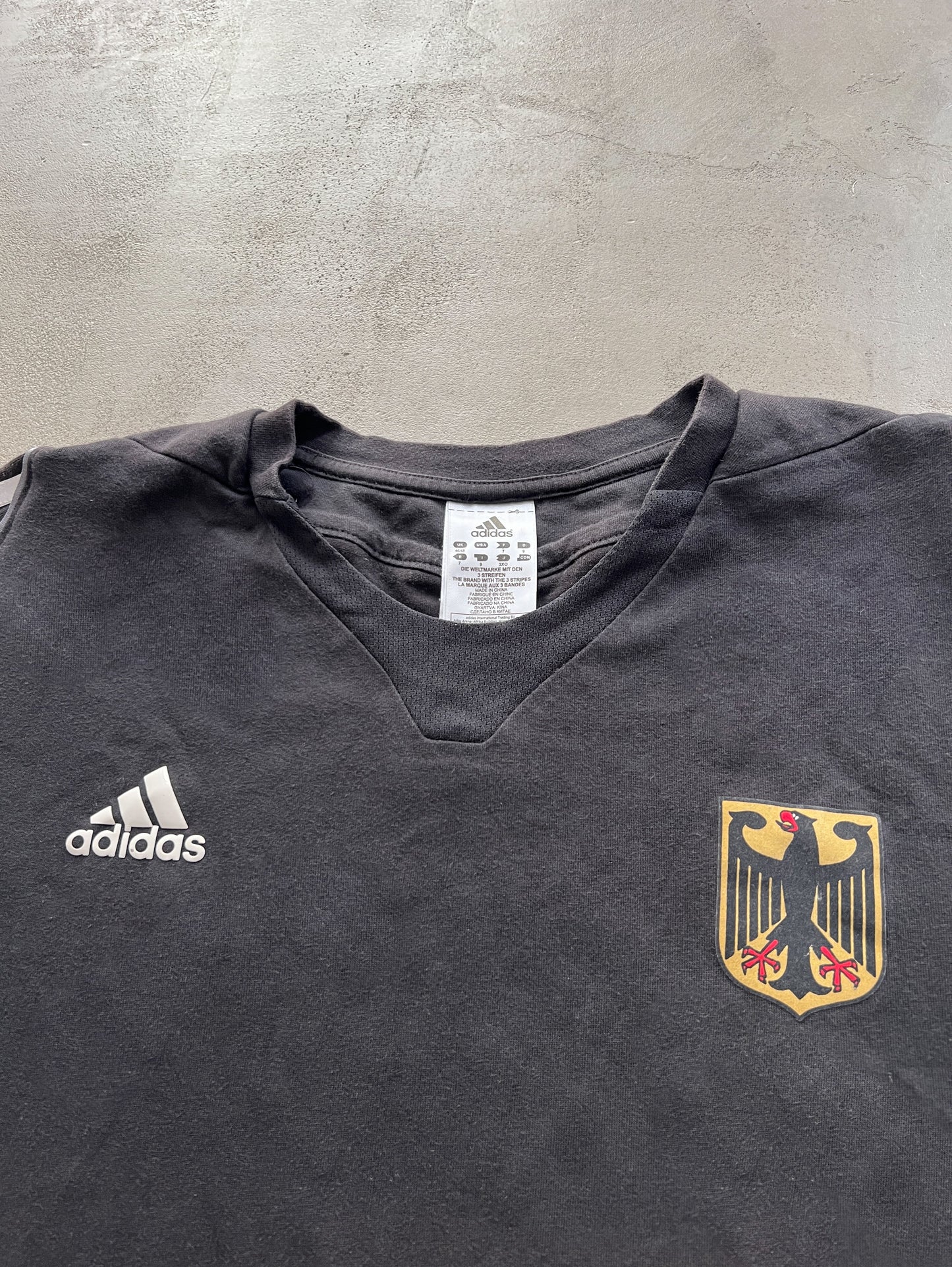 FADED BLACK GERMANY ADIDAS COTTON JERSEY - 2000S - L