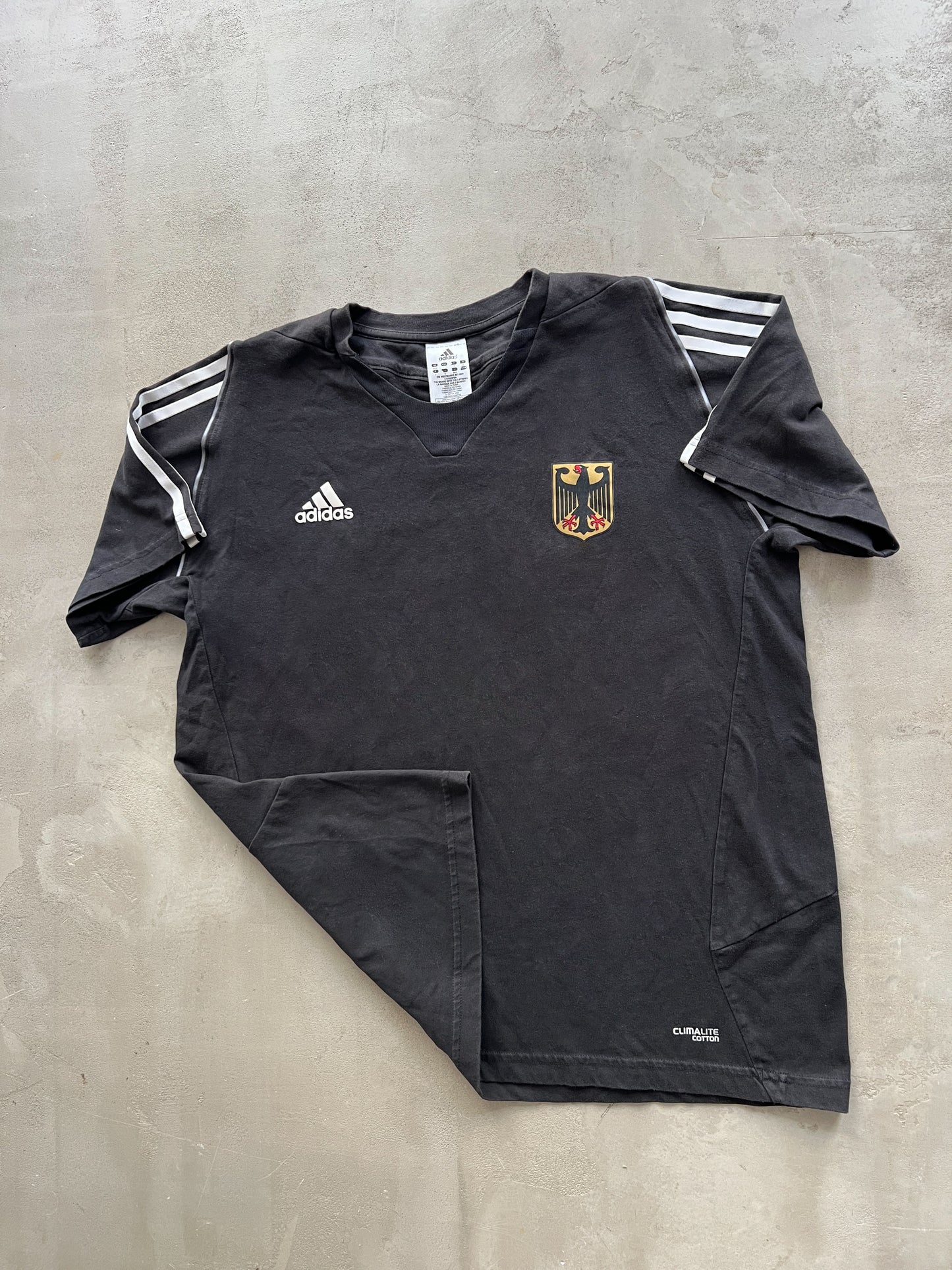 FADED BLACK GERMANY ADIDAS COTTON JERSEY - 2000S - L