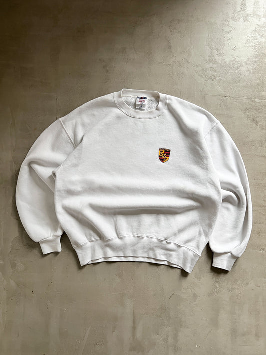 WHITE PORSCHE CARRERA SWEATER - 1990S - L/M