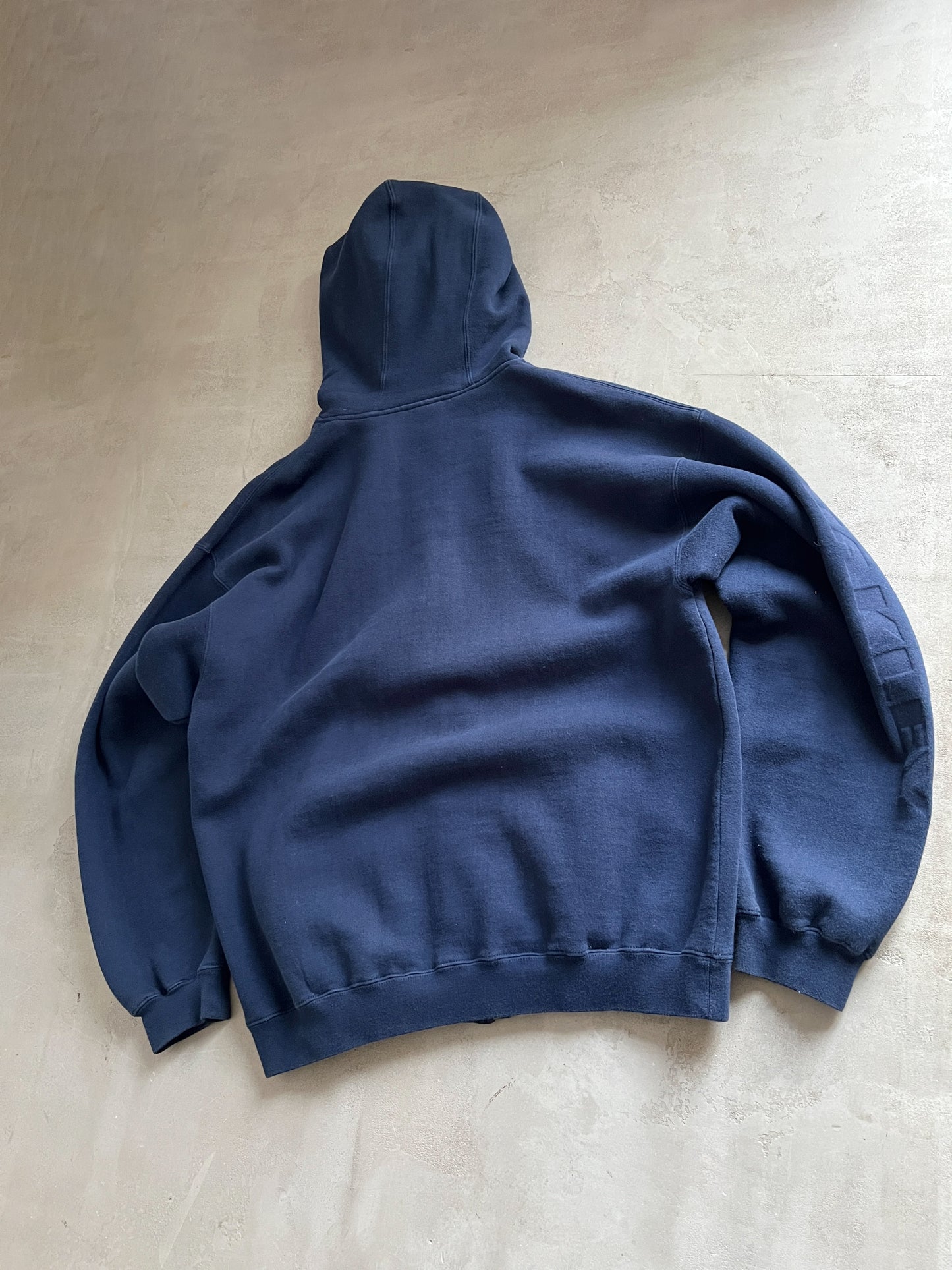 NAVY OAKLEY ZIP UP HOODIE - 1990S - L