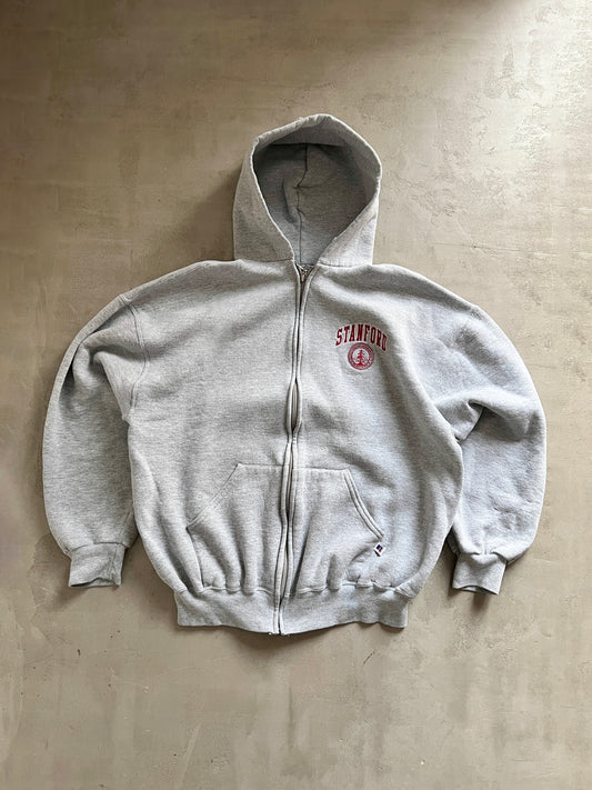 GREY RUSSELL ATHLETIC X STANFORD ZIP UP HOODIE - 1990S - L