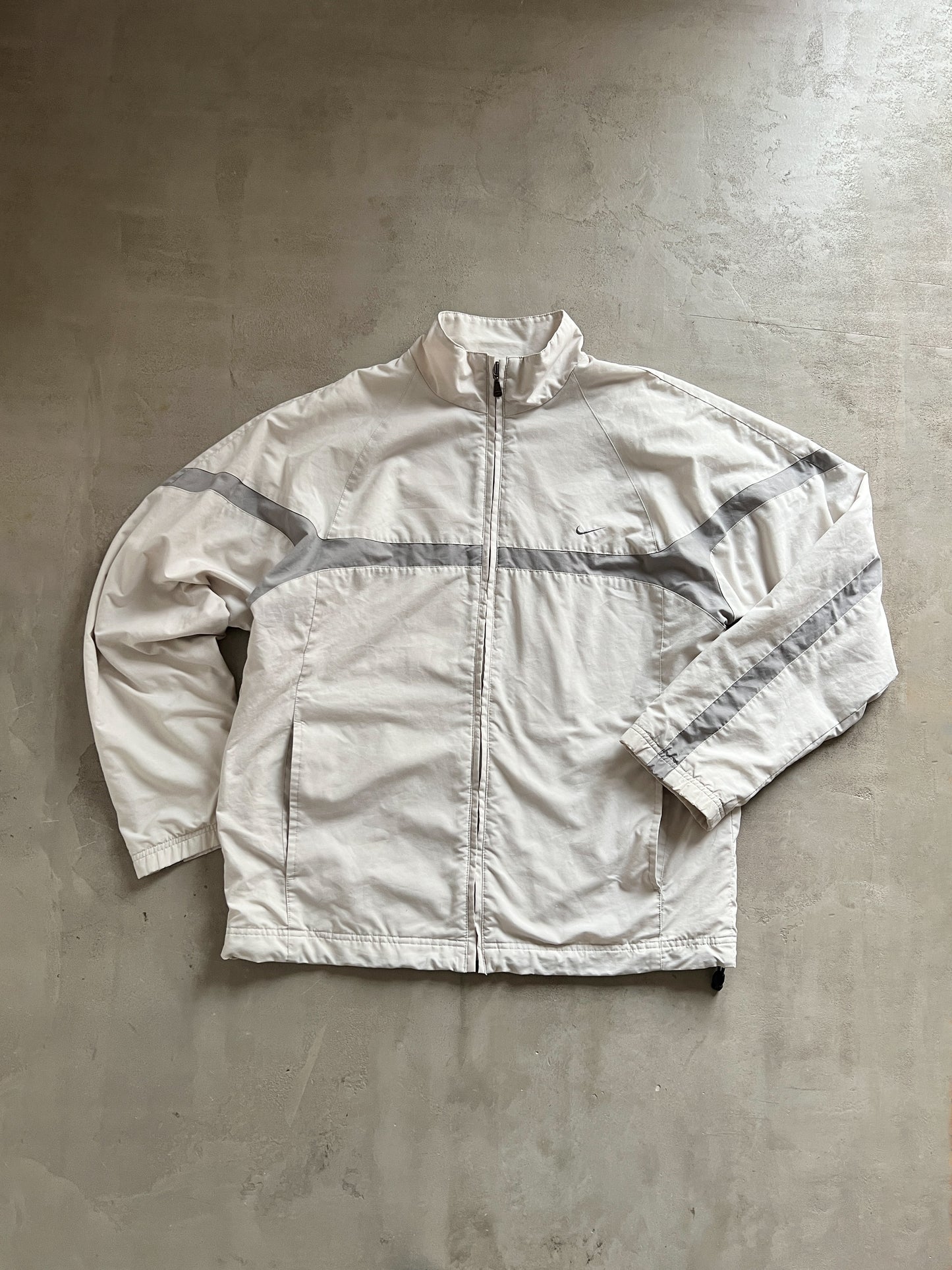 CREME/GREY NIKE TRACK JACKET - 2000S - L/XL