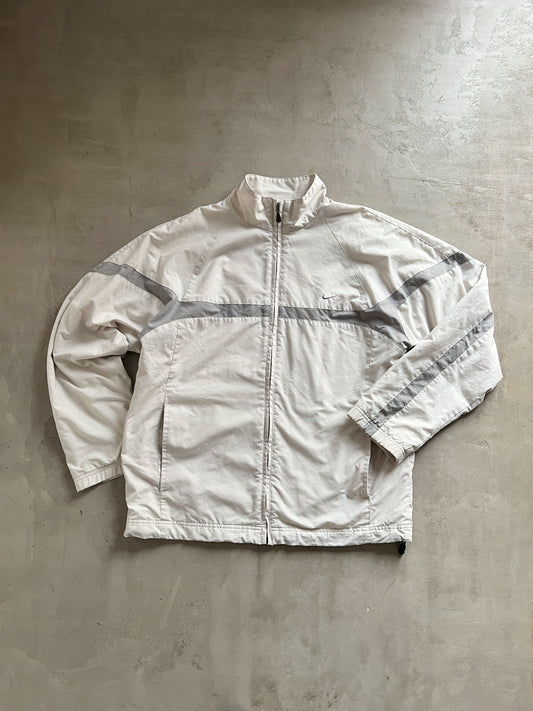 CREME/GREY NIKE TRACK JACKET - 2000S - L/XL