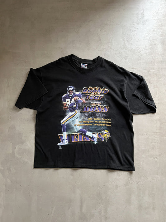 BLACK RANDY MOSS FOOTBALL TEE - 1990S - L