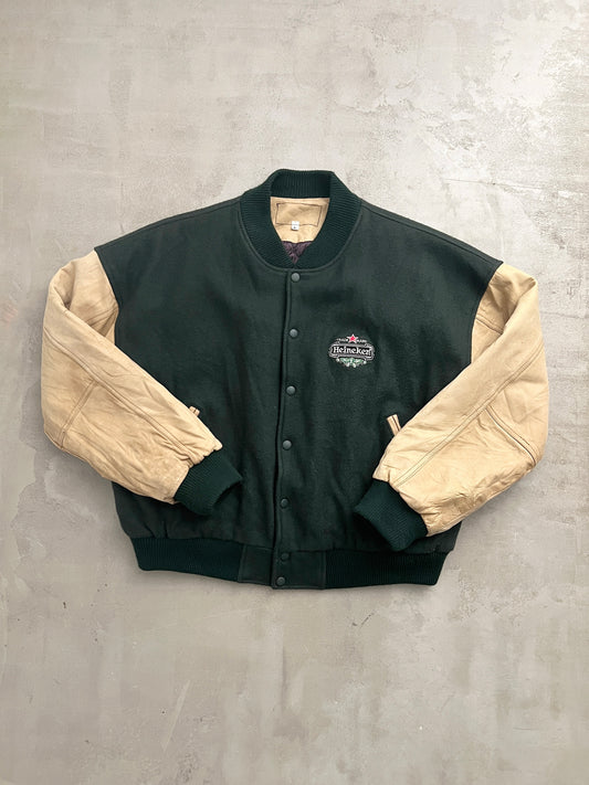 GREEN/CREME HEINEKEN BOMBER - 1990S - M