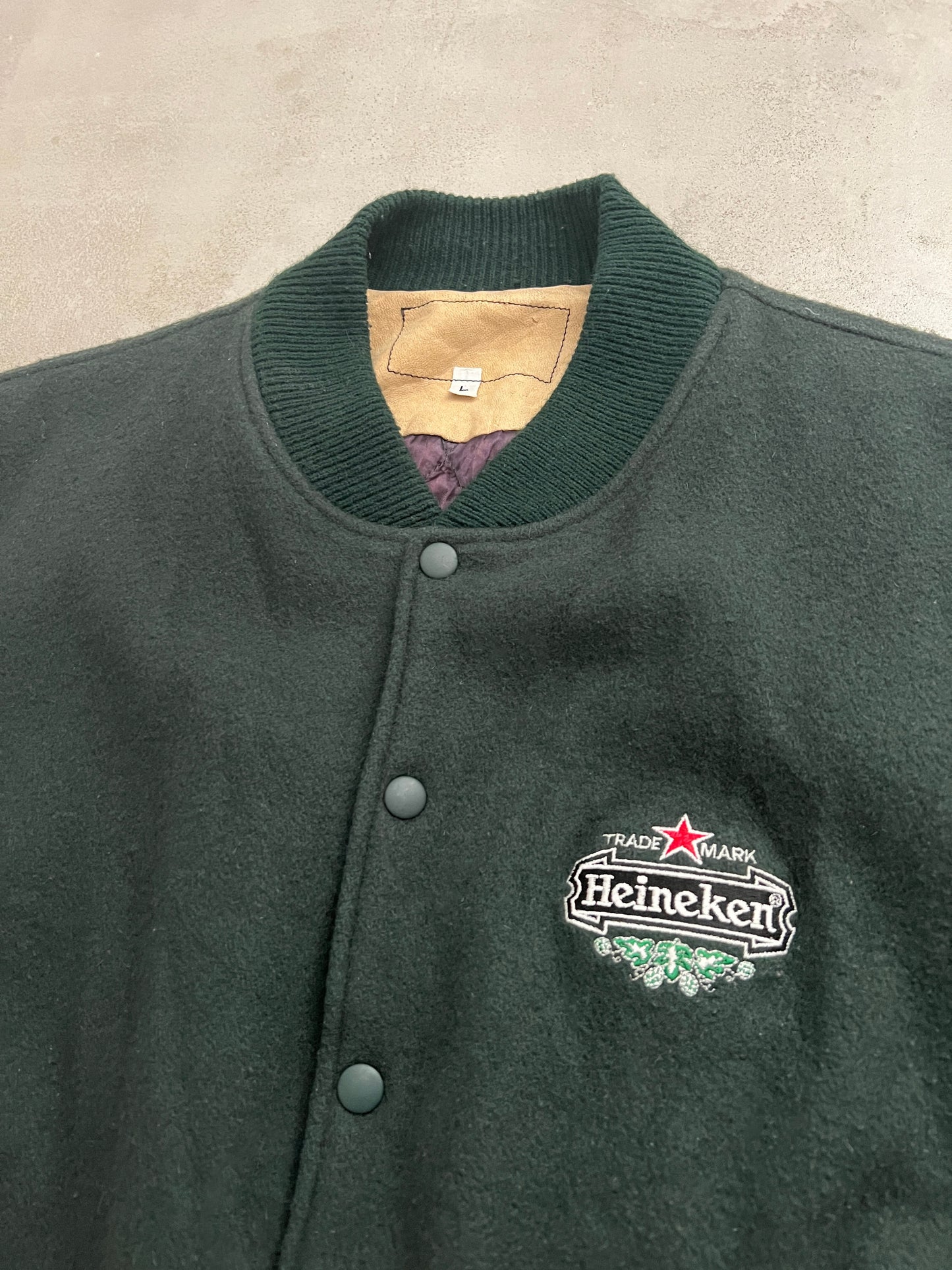 GREEN/CREME HEINEKEN BOMBER - 1990S - M