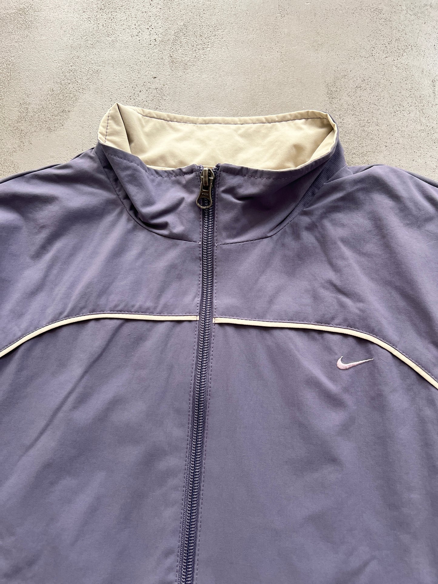 PURPLE/BEIGE NIKE TRACK JACKET - 2000S - WMNS S