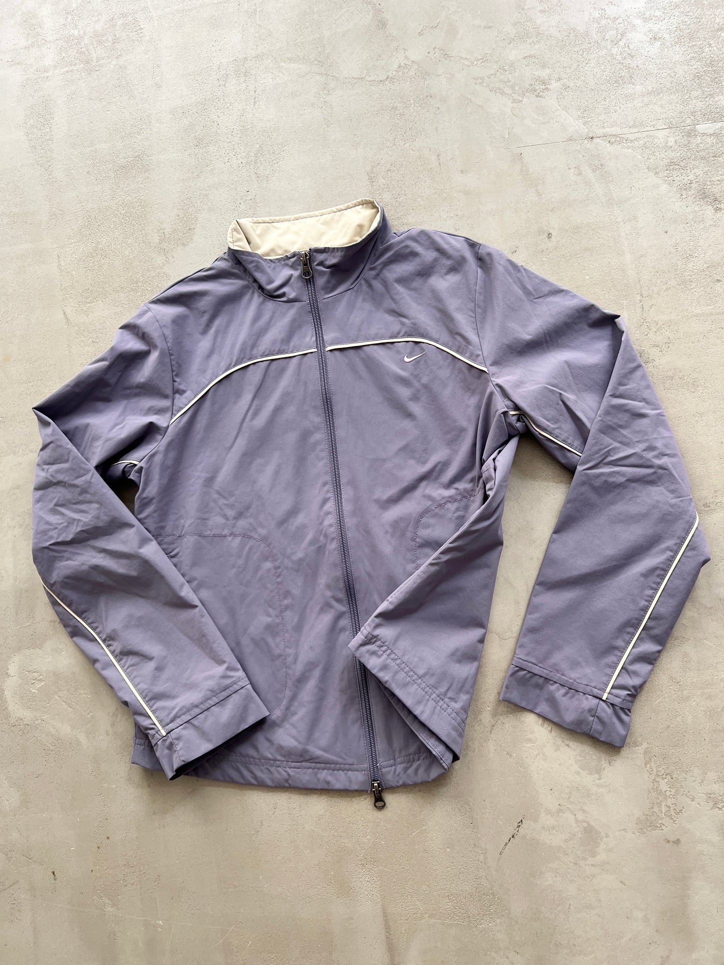 PURPLE/BEIGE NIKE TRACK JACKET - 2000S - WMNS S