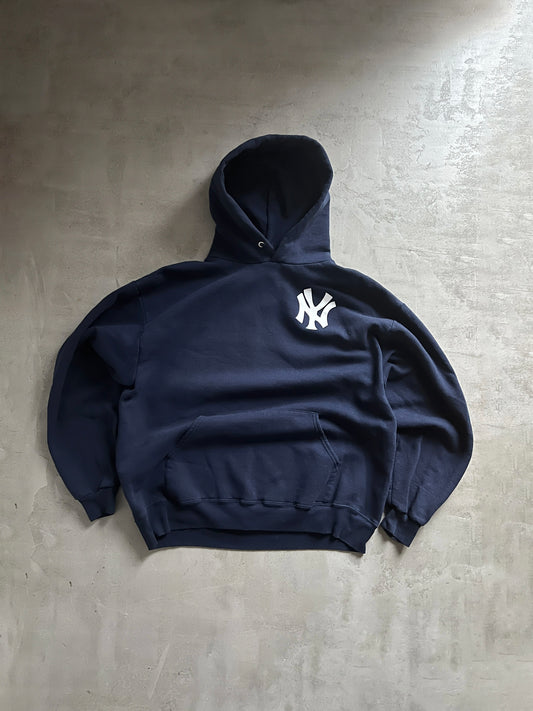 NAVY YANKEES HOODIE - 1990S - M