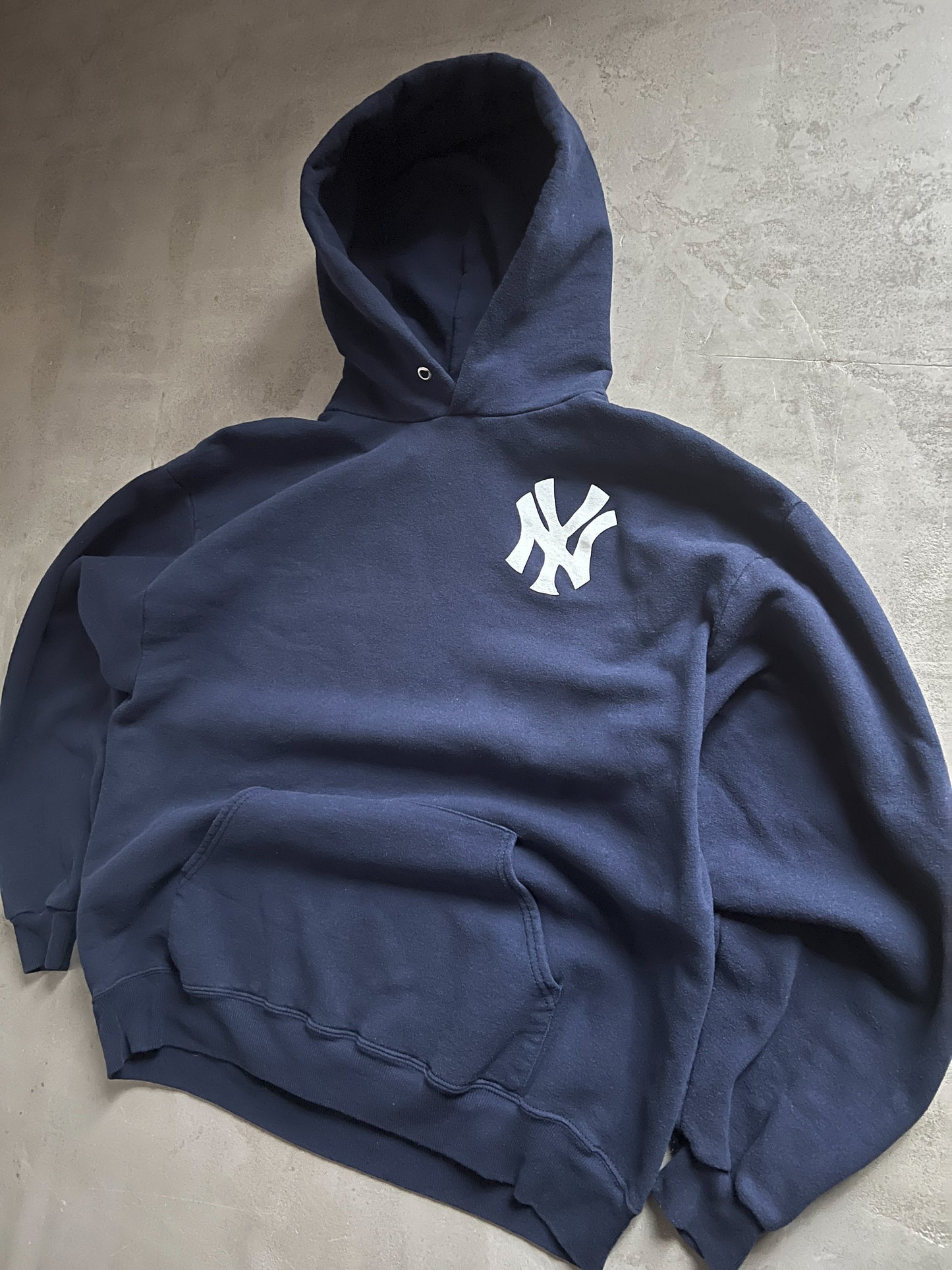 NAVY YANKEES HOODIE - 1990S - M