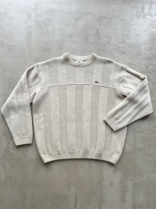 LIGHT BEIGE LACOSTE KNIT SWEATER - 2000S - M/S