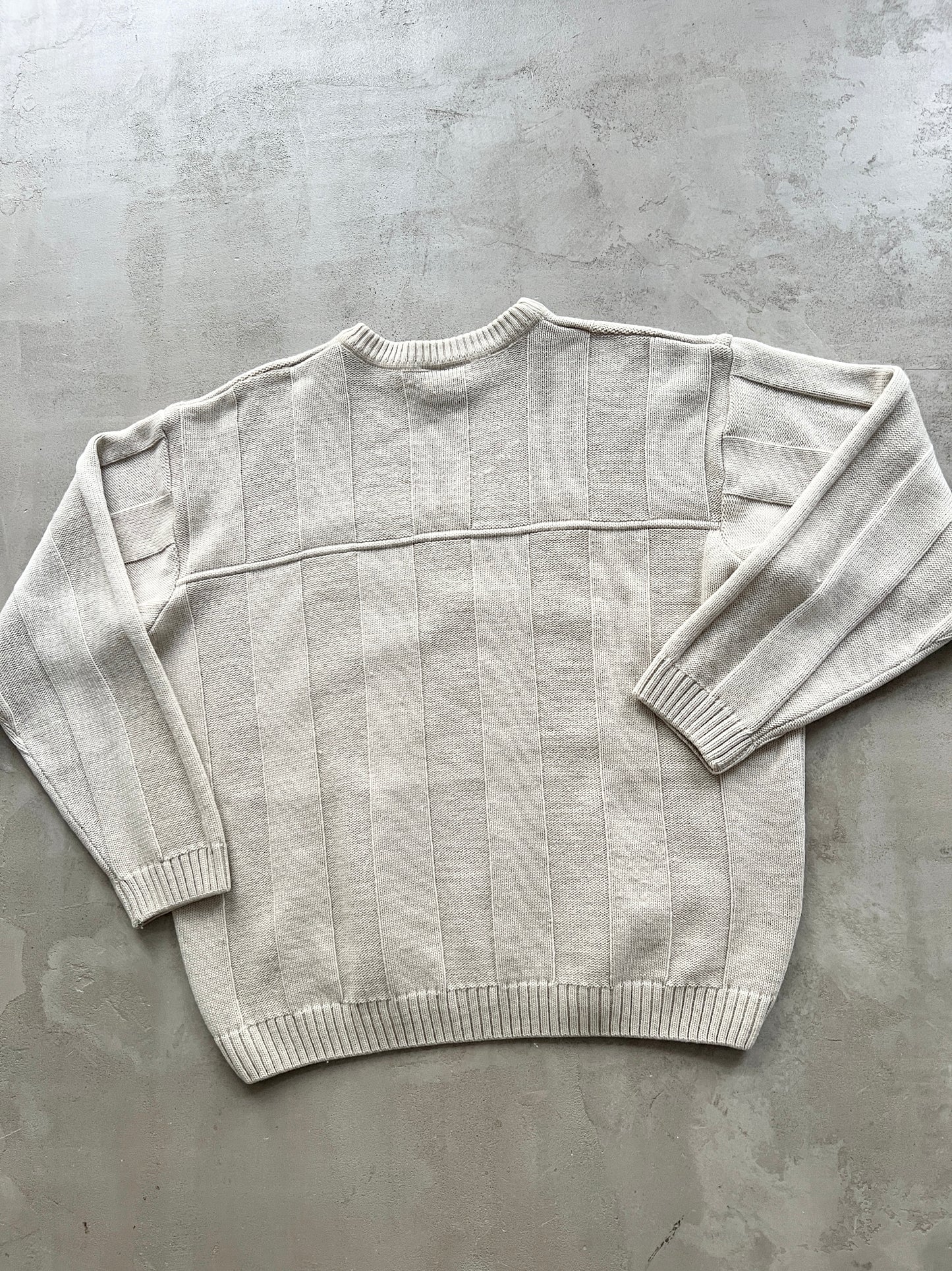 LIGHT BEIGE LACOSTE KNIT SWEATER - 2000S - M/S