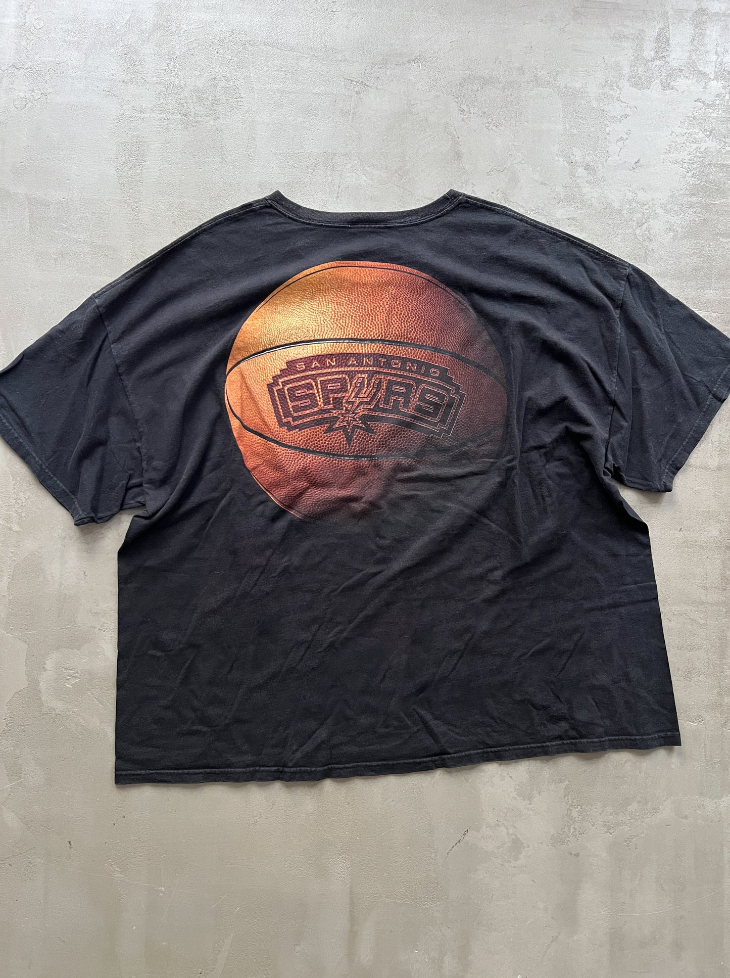 FADED BLACK SPURS BASKETBALL TEE - 2000S - XXL