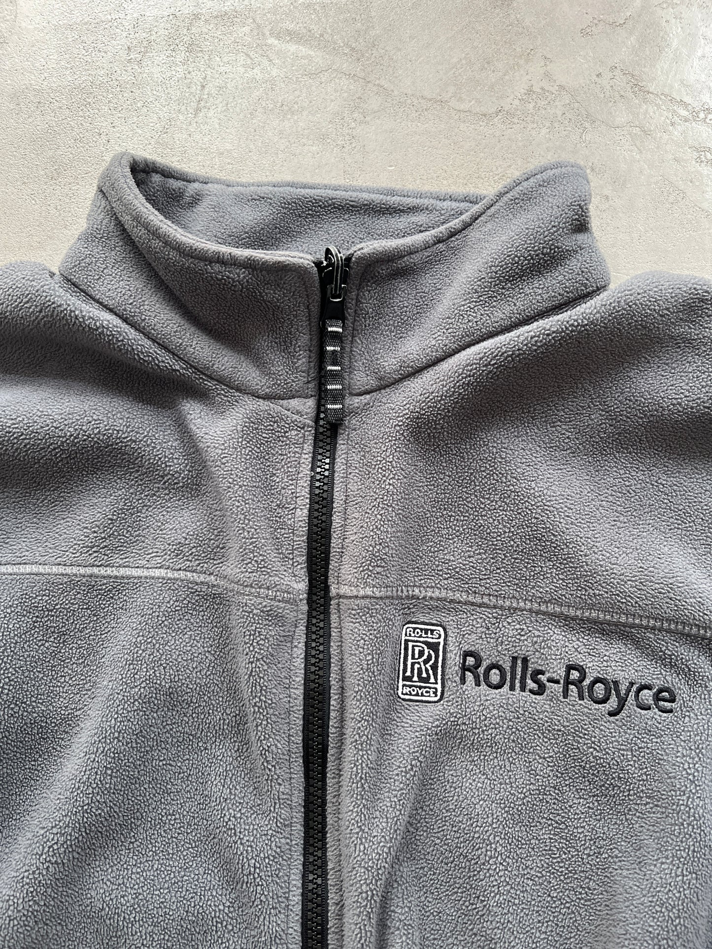 GREY ROLLS ROYCE FLEECE JACKET - 1990S - L