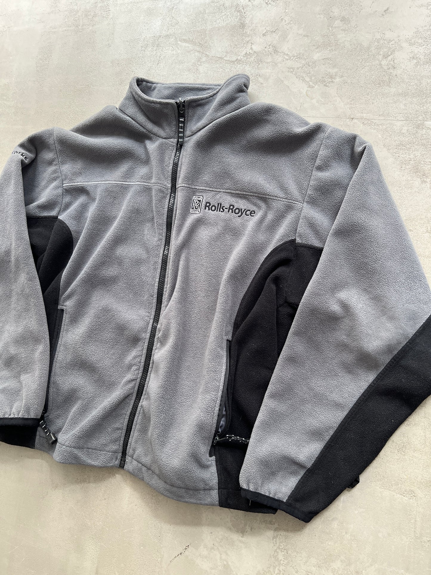 GREY ROLLS ROYCE FLEECE JACKET - 1990S - L