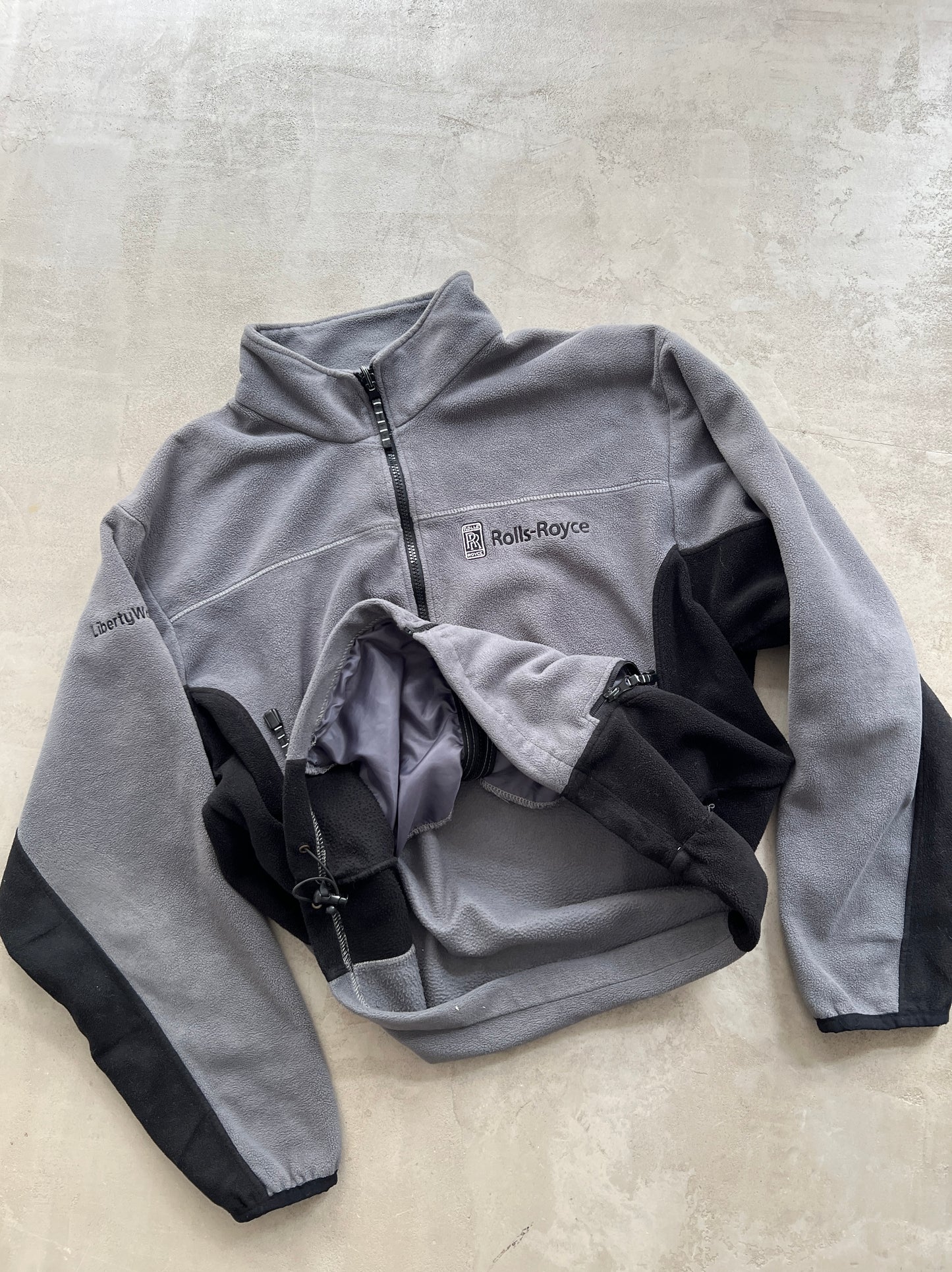 GREY ROLLS ROYCE FLEECE JACKET - 1990S - L