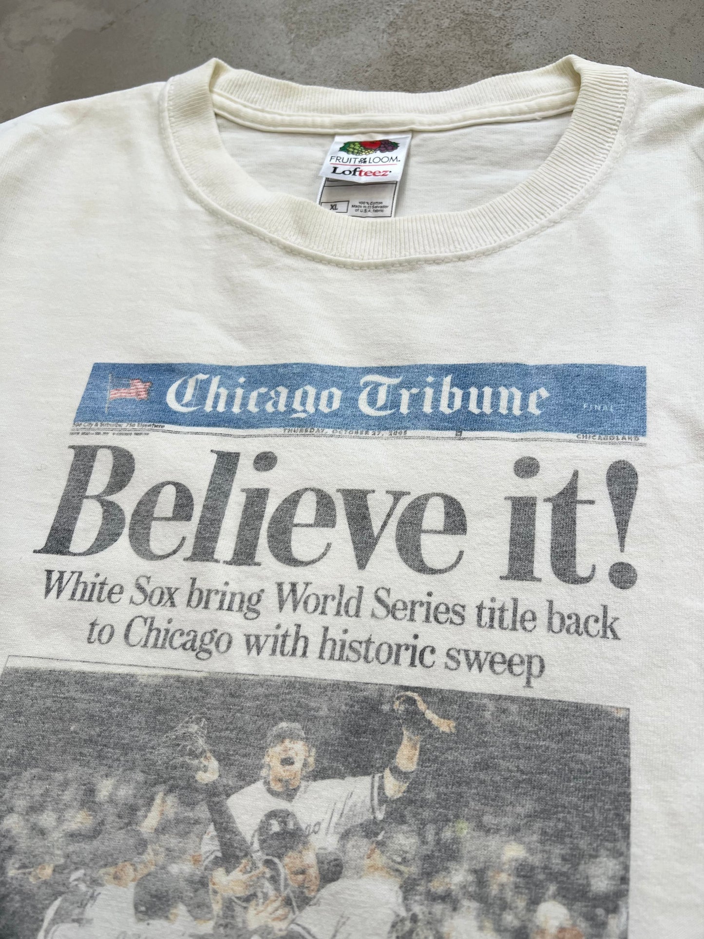 WHITE CHICAGO WHITE SOX BASEBALL TEE - 1990S