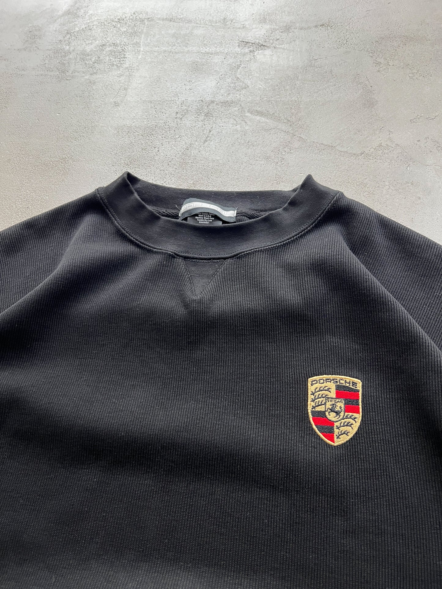 BLACK PORSCHE SWEATER - 1990S - XL