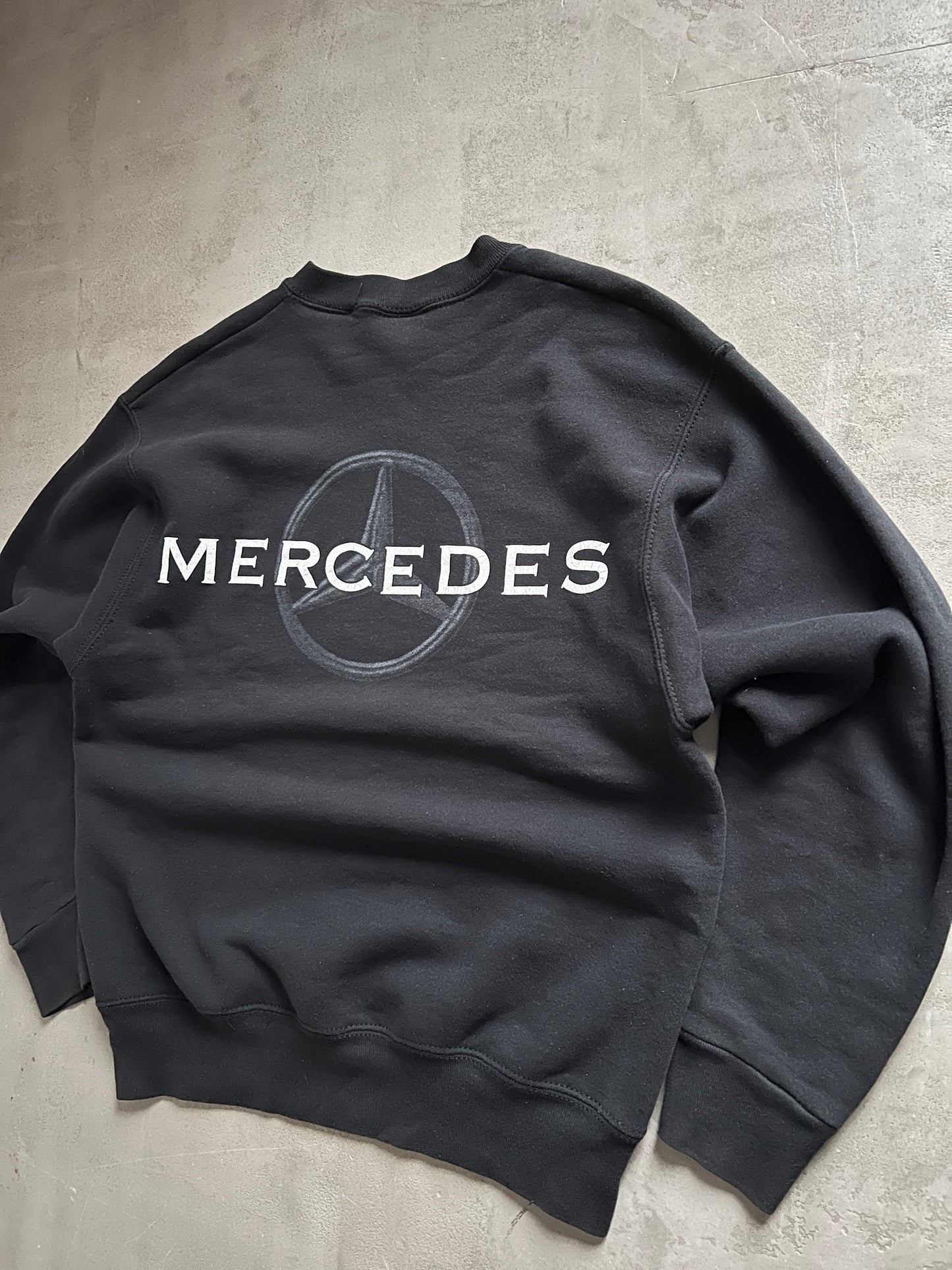 BLACK MERCEDES BENZ SWEATER - 1990S - M