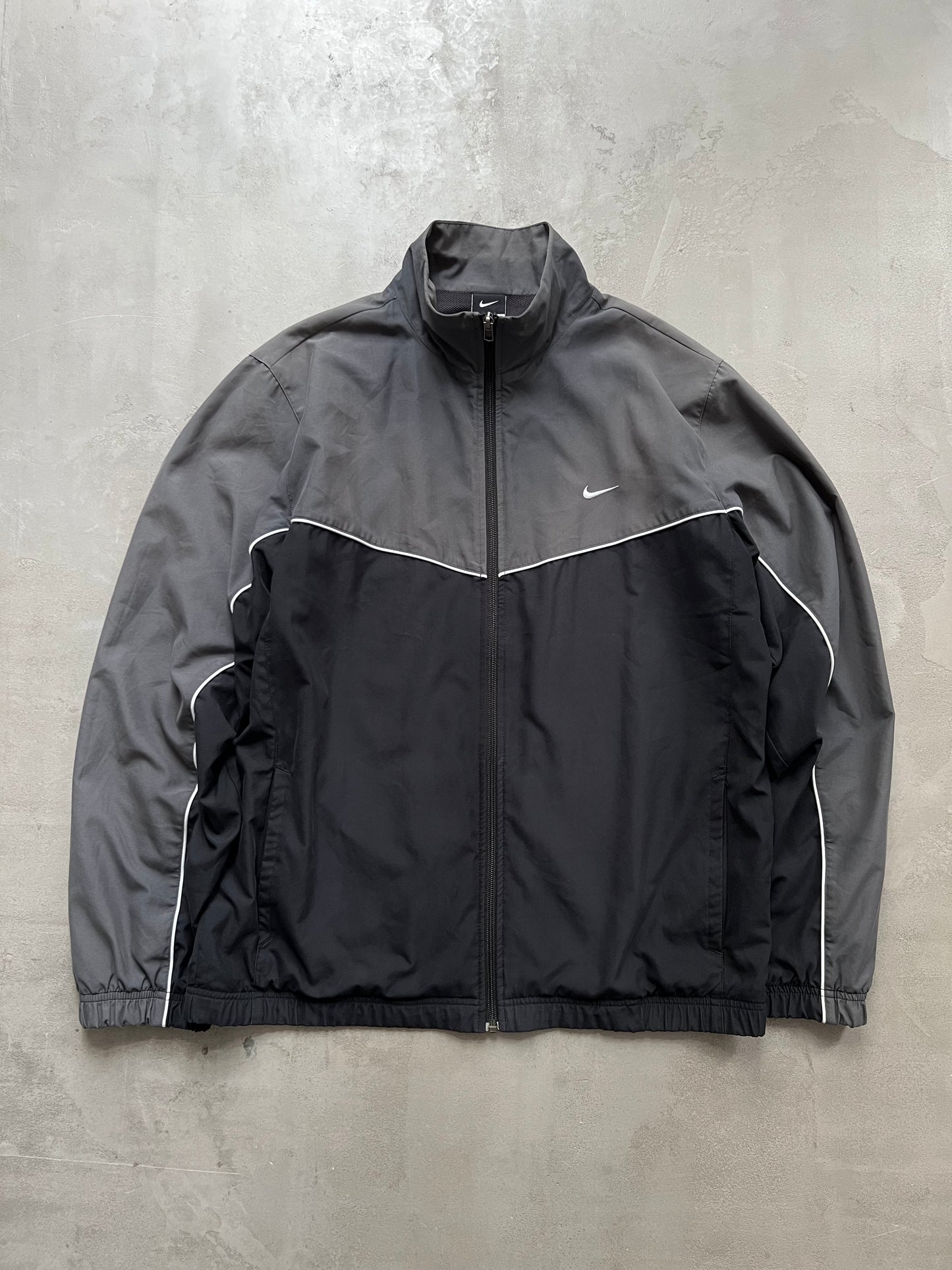 FADED BLACK/GREY NIKE TRACK JACKET - 2000S - L