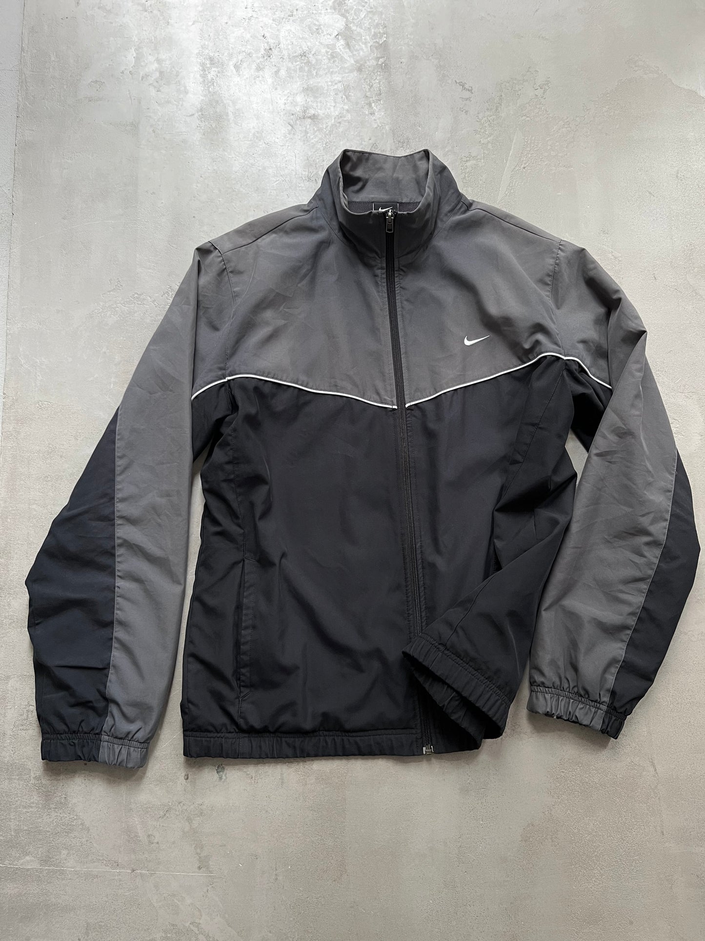 FADED BLACK/GREY NIKE TRACK JACKET - 2000S - L