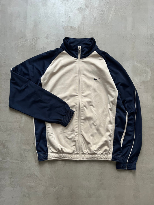 OATMEAL/NAVY NIKE TRACK JACKET - 2000S - M