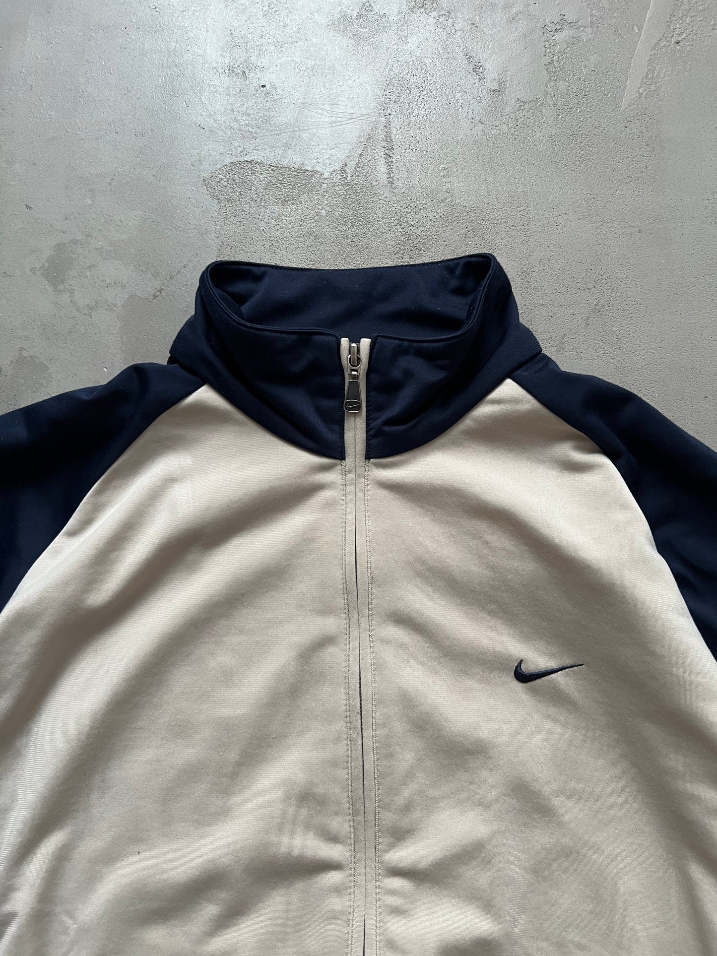 OATMEAL/NAVY NIKE TRACK JACKET - 2000S - M