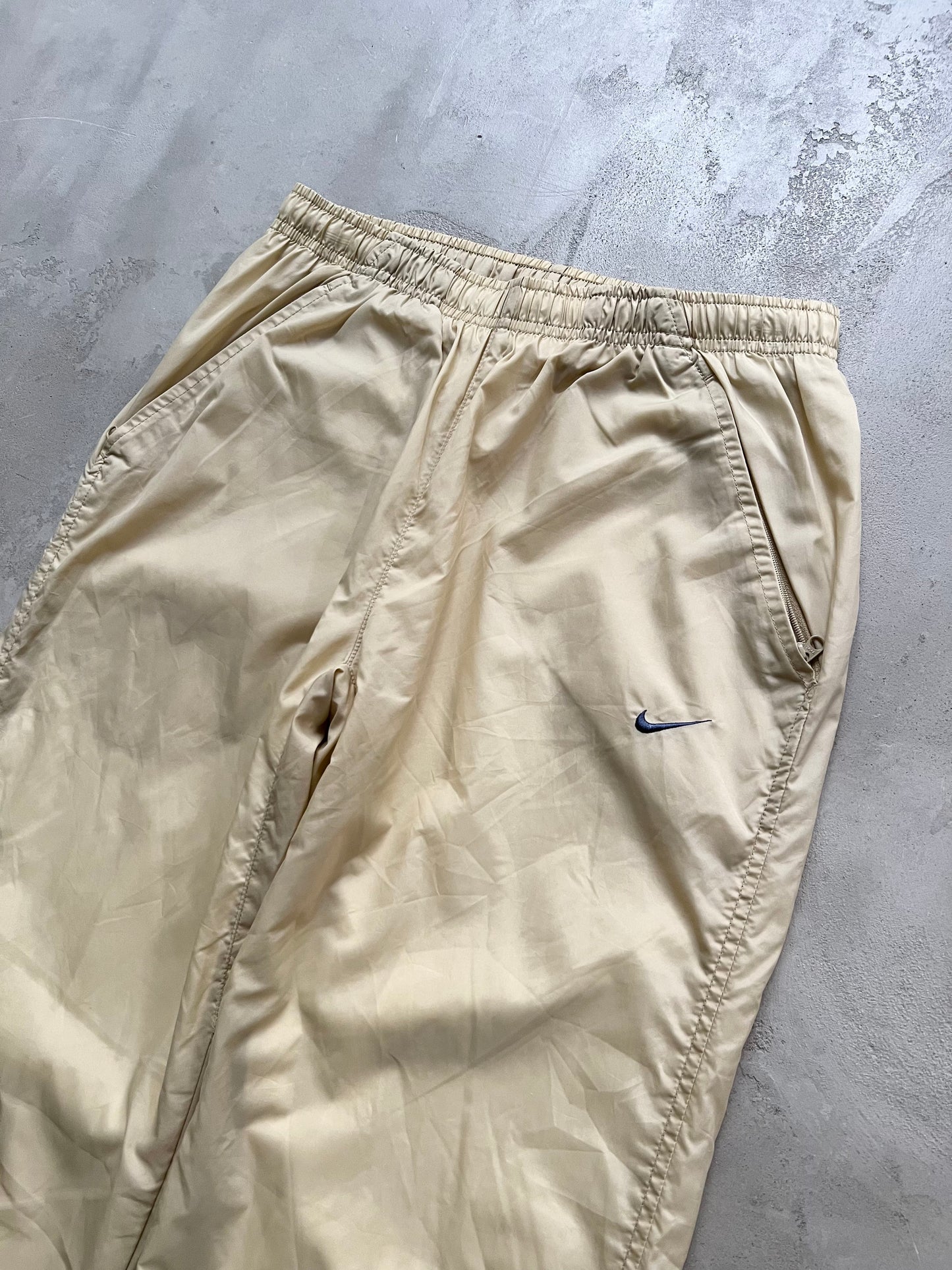 LIGHT BEIGE NIKE TRACK PANTS - 2000S - S