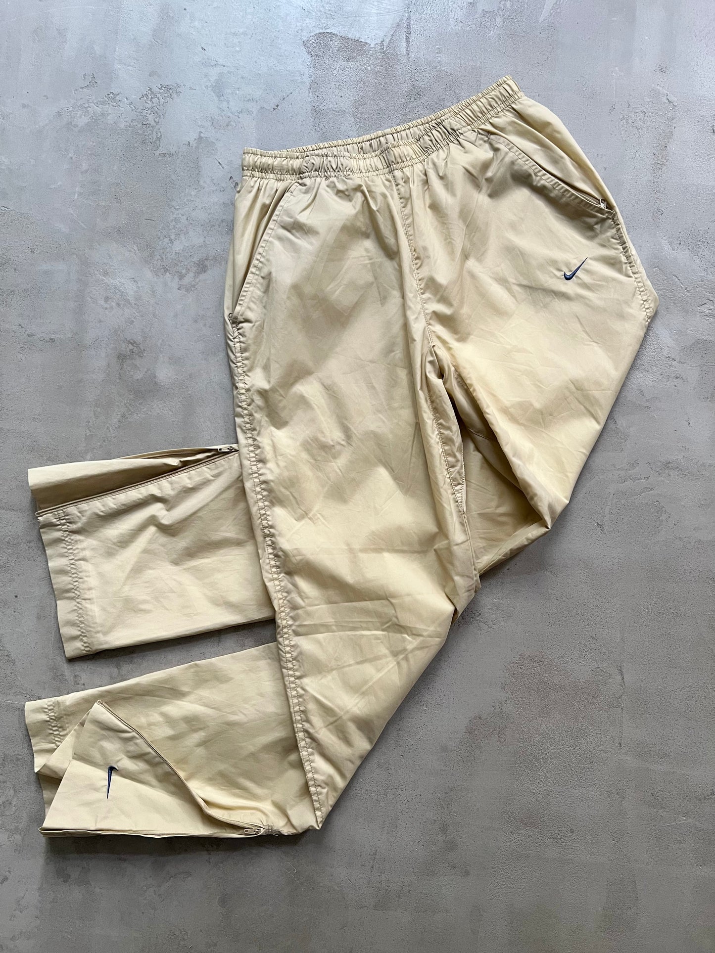 LIGHT BEIGE NIKE TRACK PANTS - 2000S - S