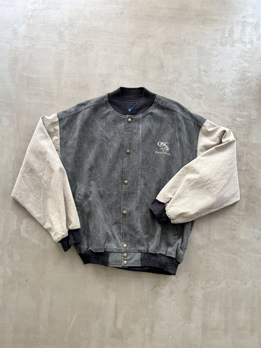 FADED GREY/SAND DETROIT BOMBER - 1990S - L