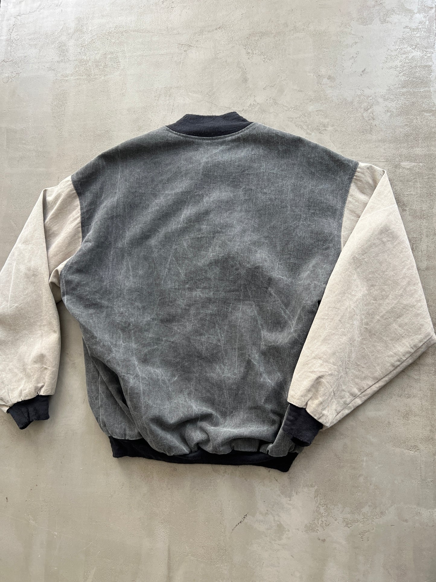 FADED GREY/SAND DETROIT BOMBER - 1990S - L