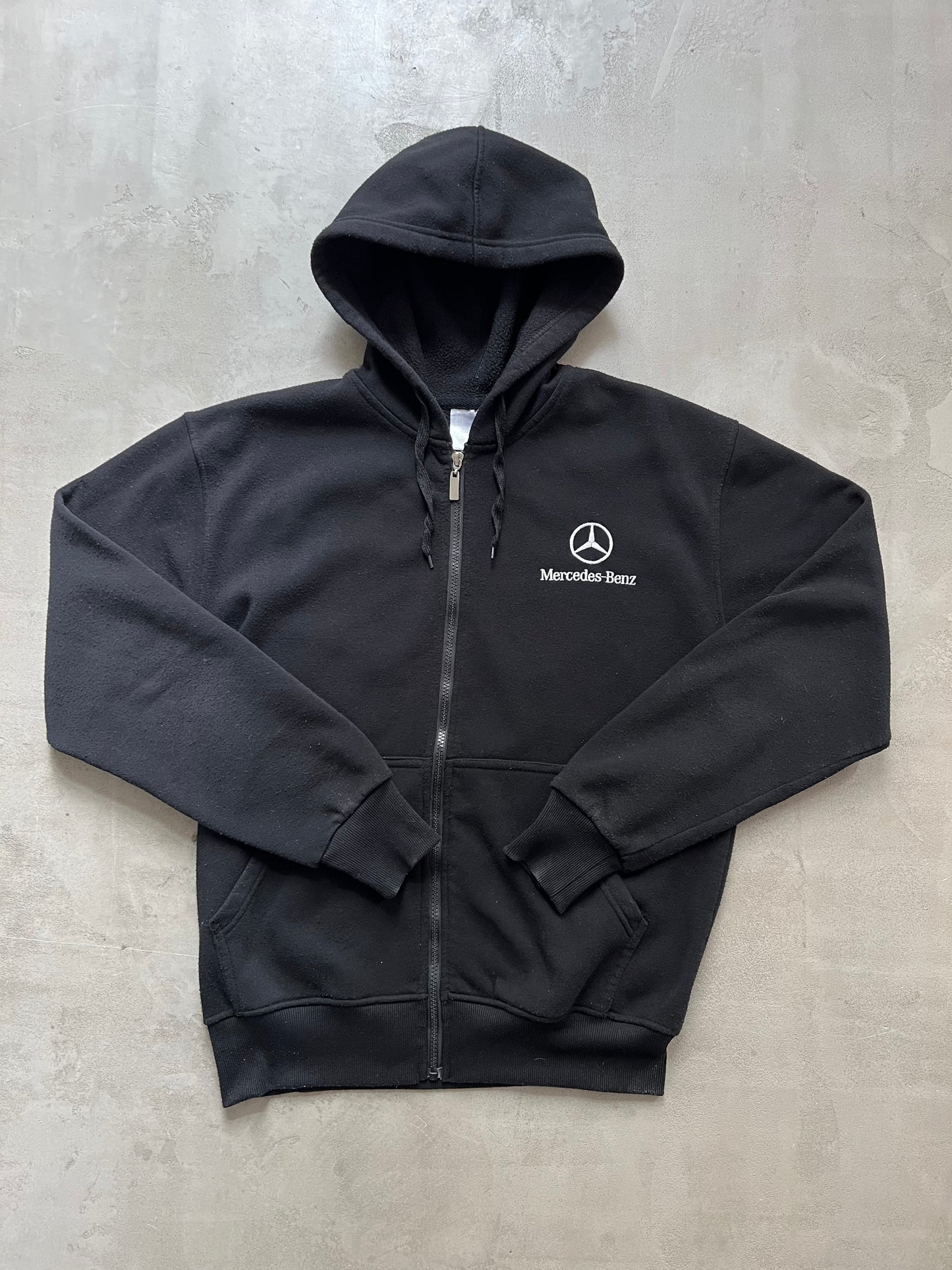 FADED BLACK MERCEDES BENZ ZIP UP HOODIE - 2000S