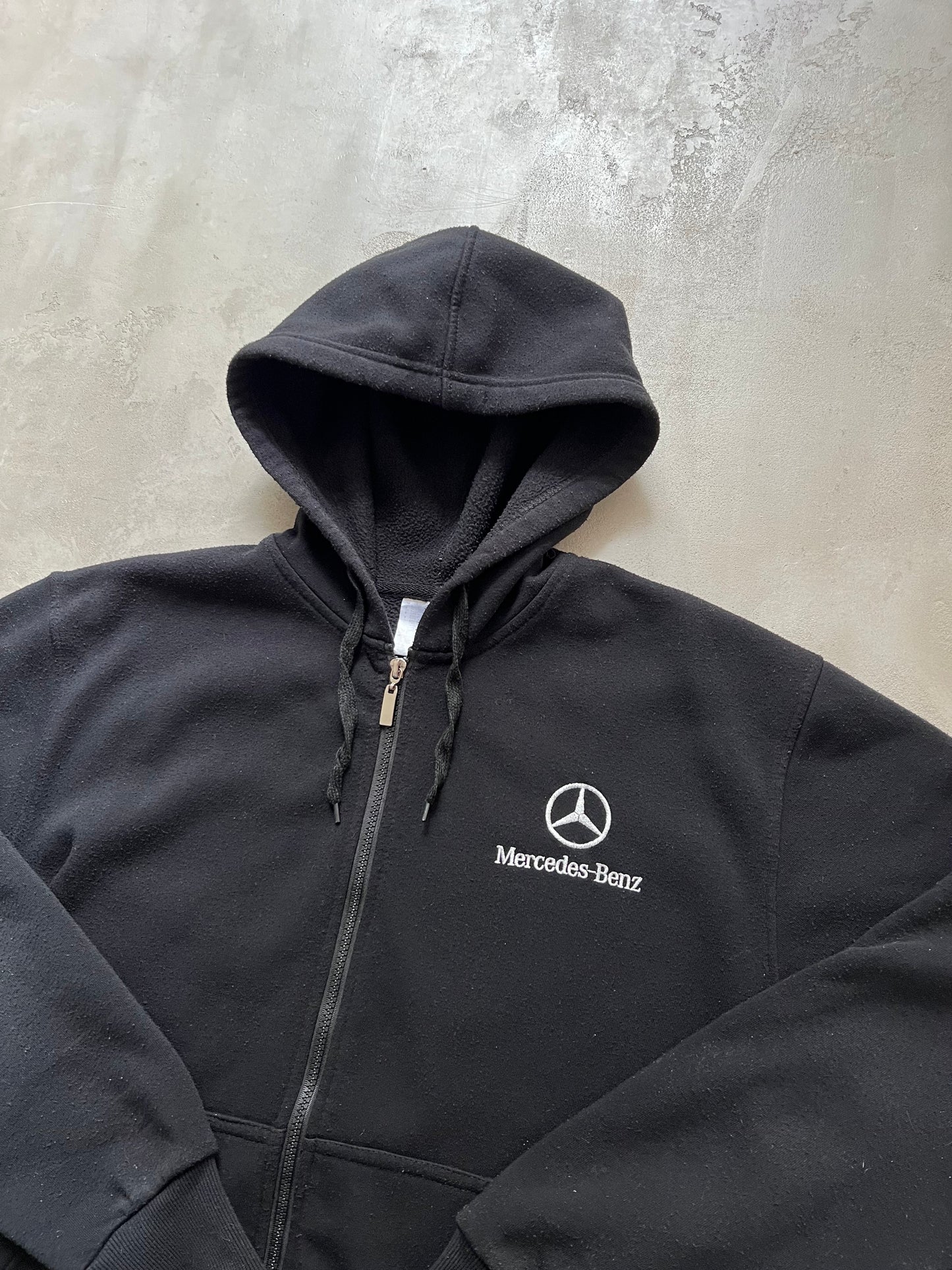 FADED BLACK MERCEDES BENZ ZIP UP HOODIE - 2000S