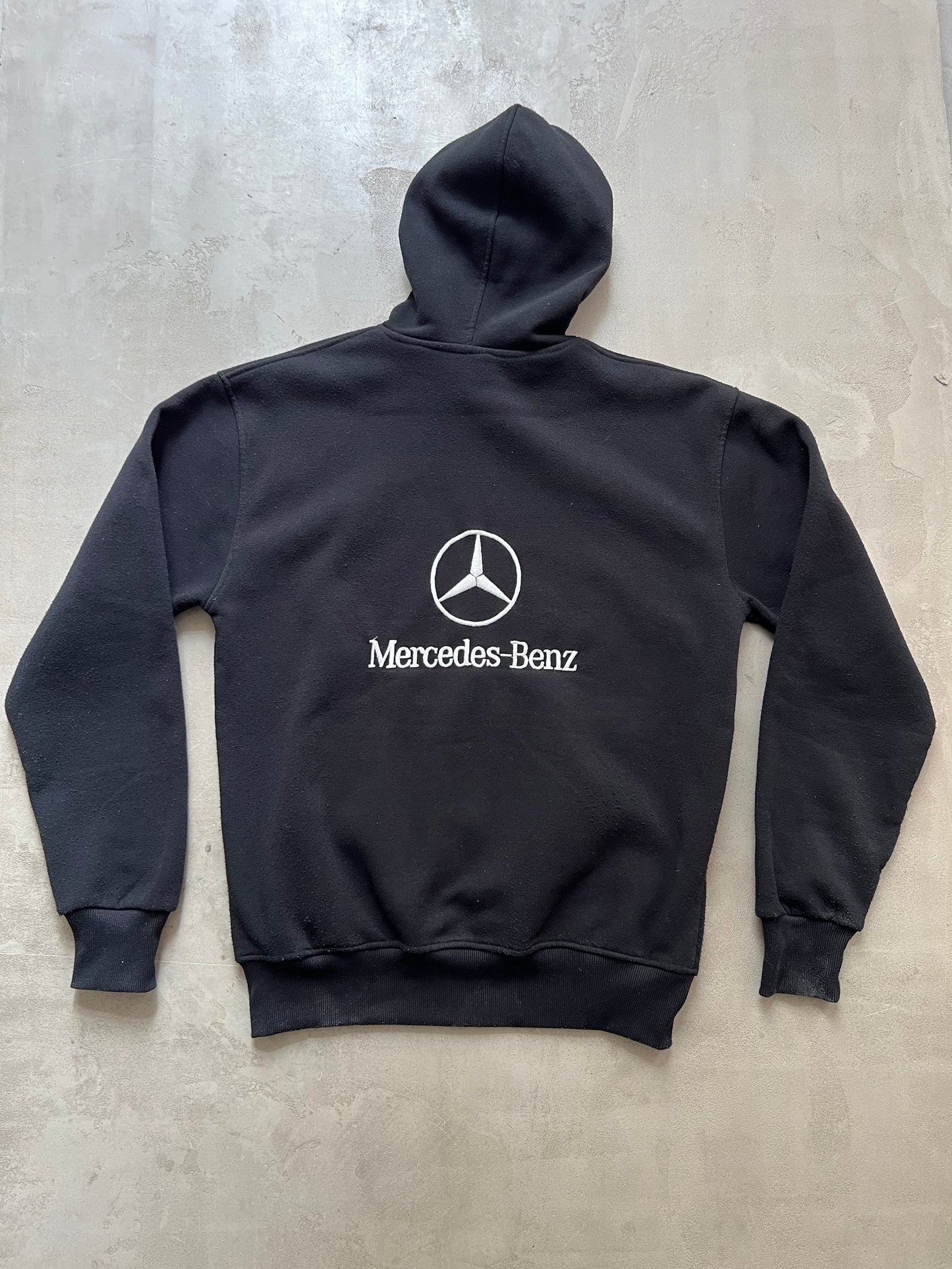 FADED BLACK MERCEDES BENZ ZIP UP HOODIE - 2000S