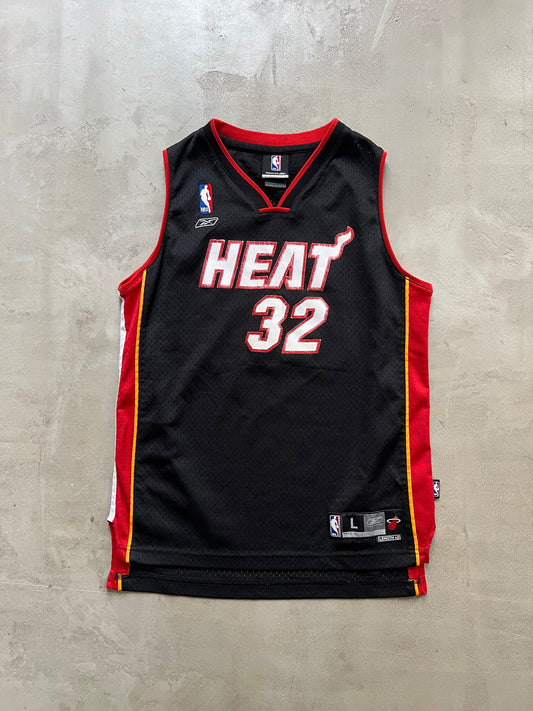 BLACK/RED MIAMI HEAT X REEBOK "O'NEAL" JERSEY - 2000S