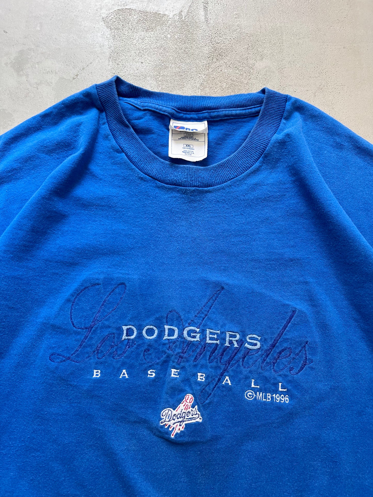 FADED BLUE LA DODGERS BASEBALL TEE - 1990S