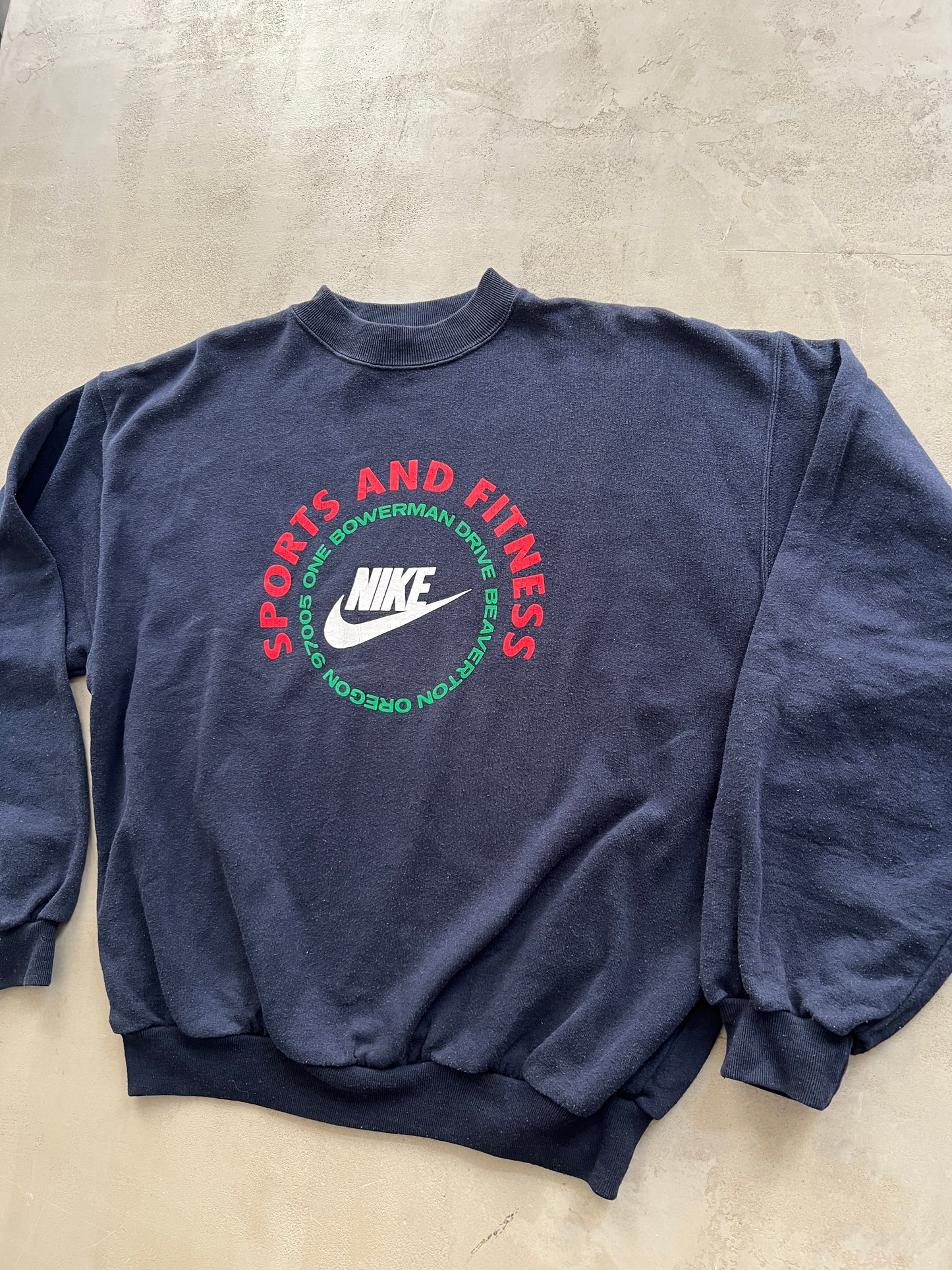 NAVY NIKE FITNESS SWEATER - 1990S - M