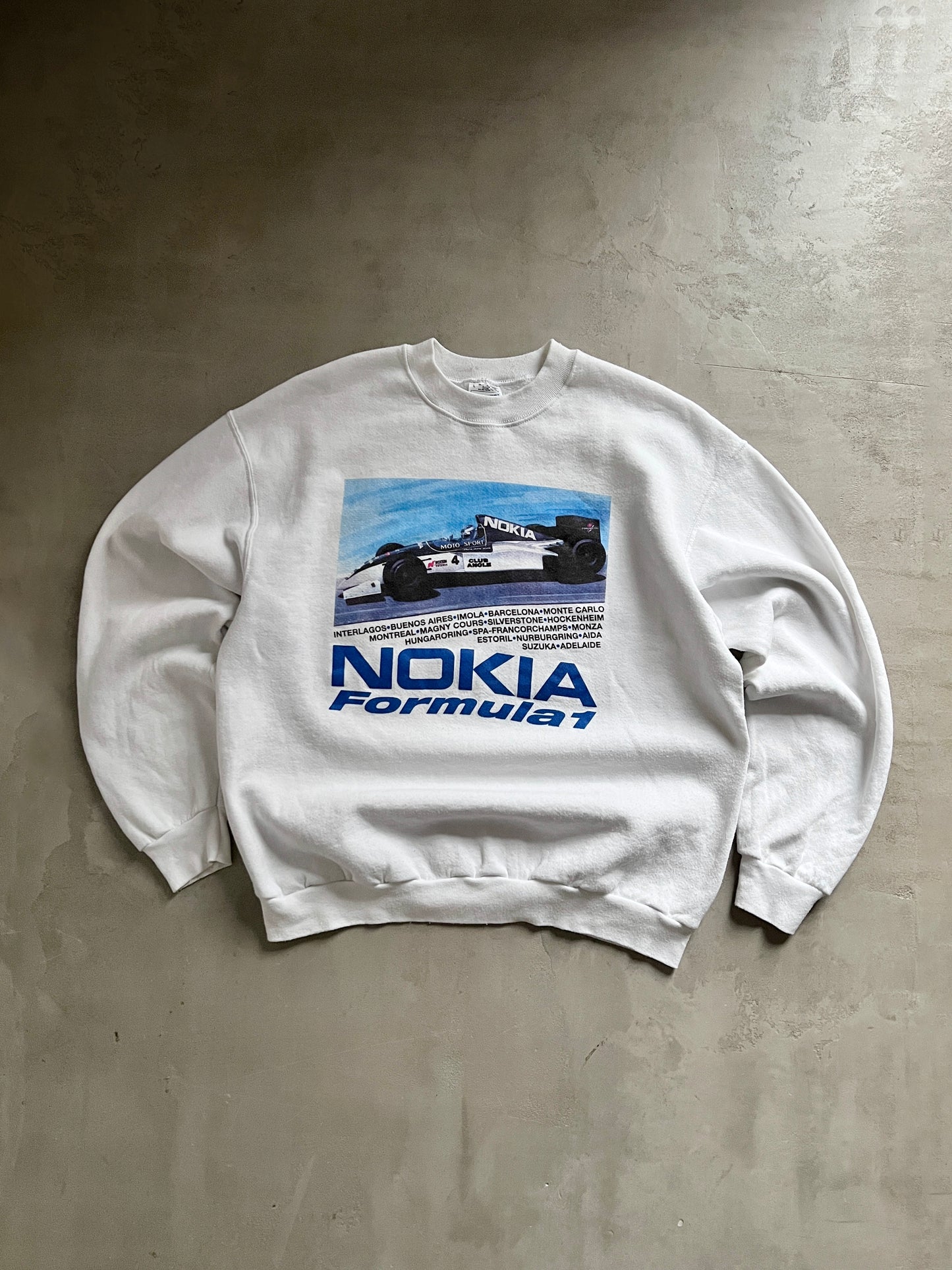 WHITE NOKIA RACING SWEATER - 1990S - M