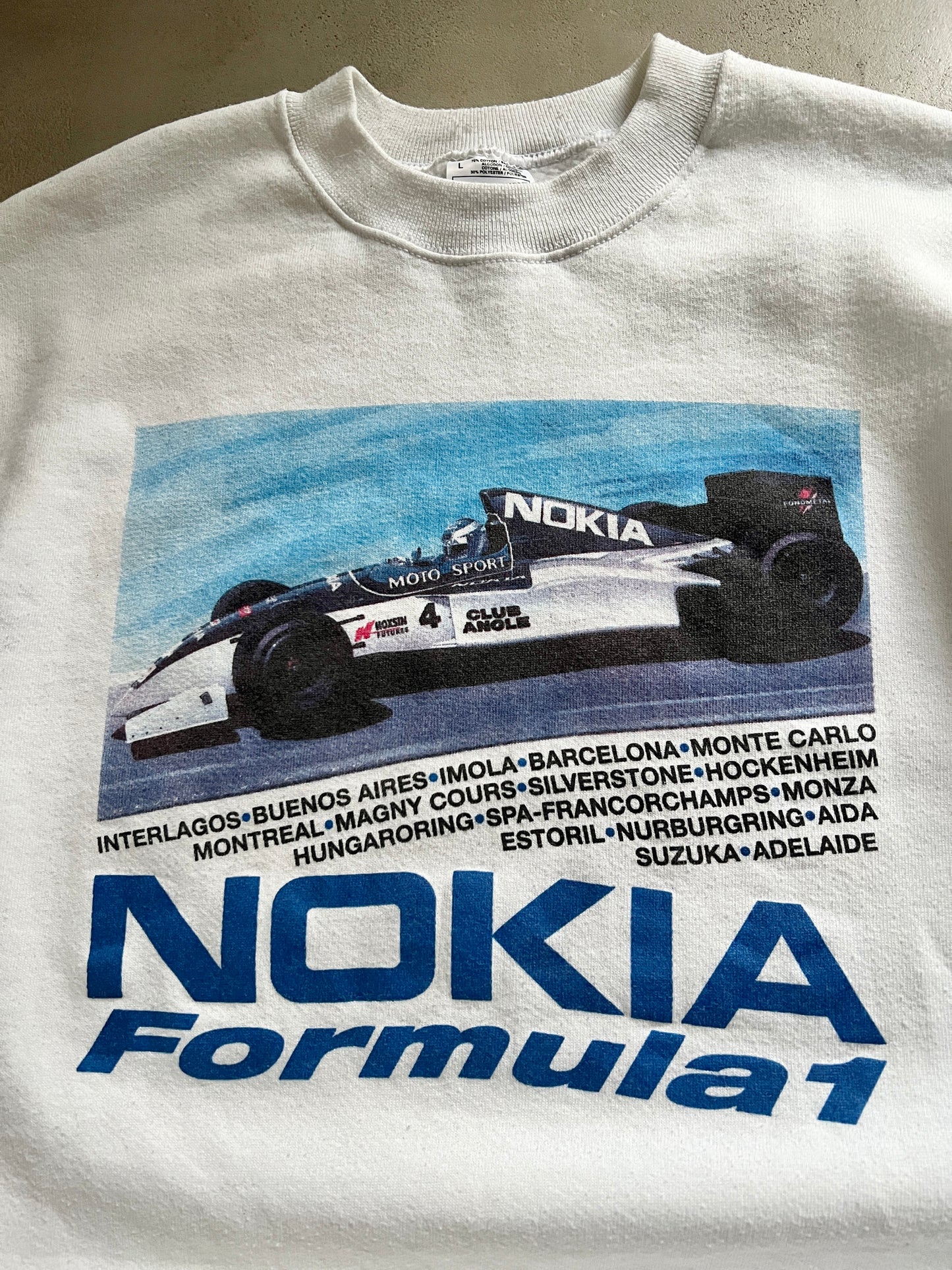 WHITE NOKIA RACING SWEATER - 1990S - M