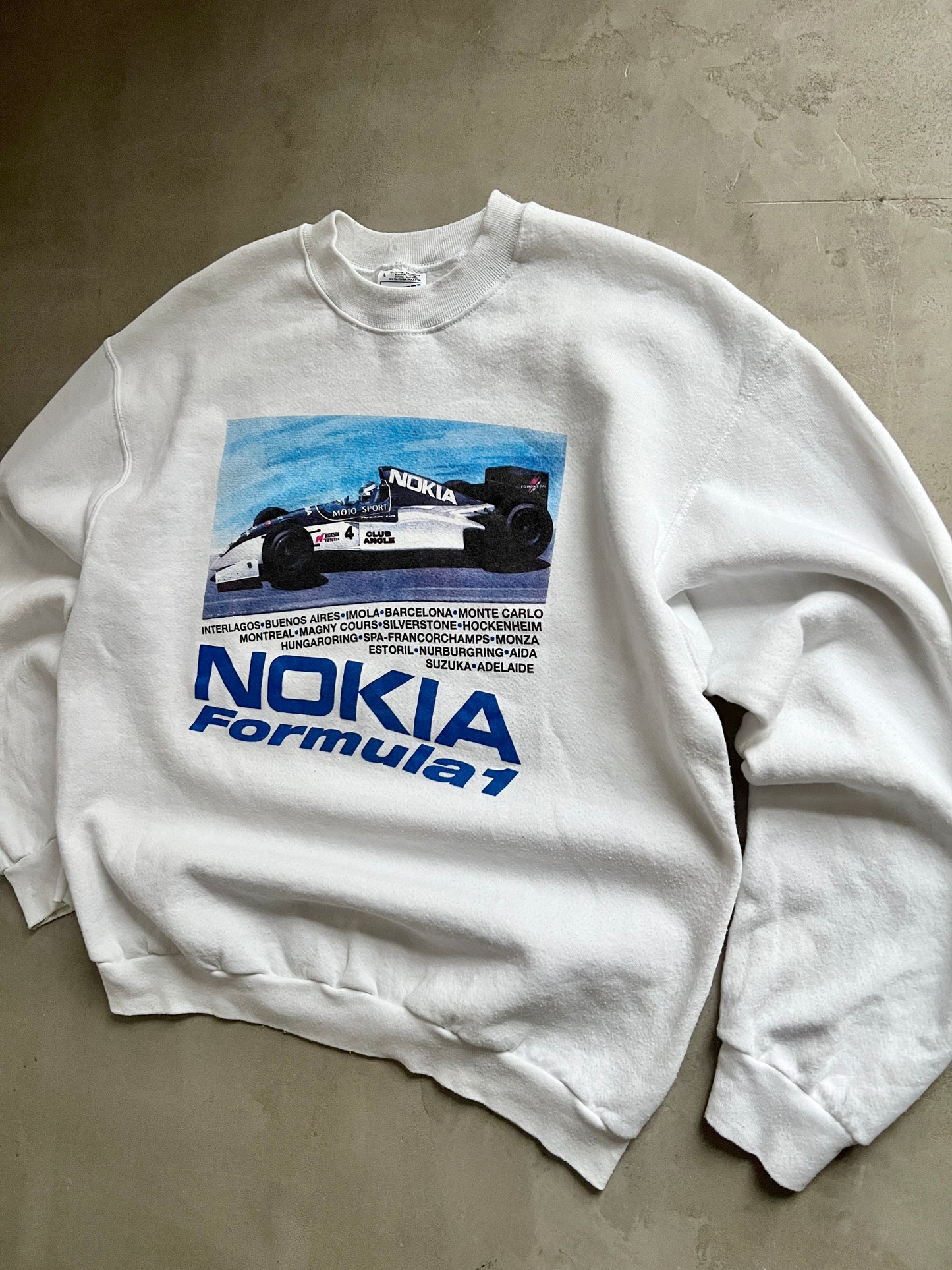 WHITE NOKIA RACING SWEATER - 1990S - M