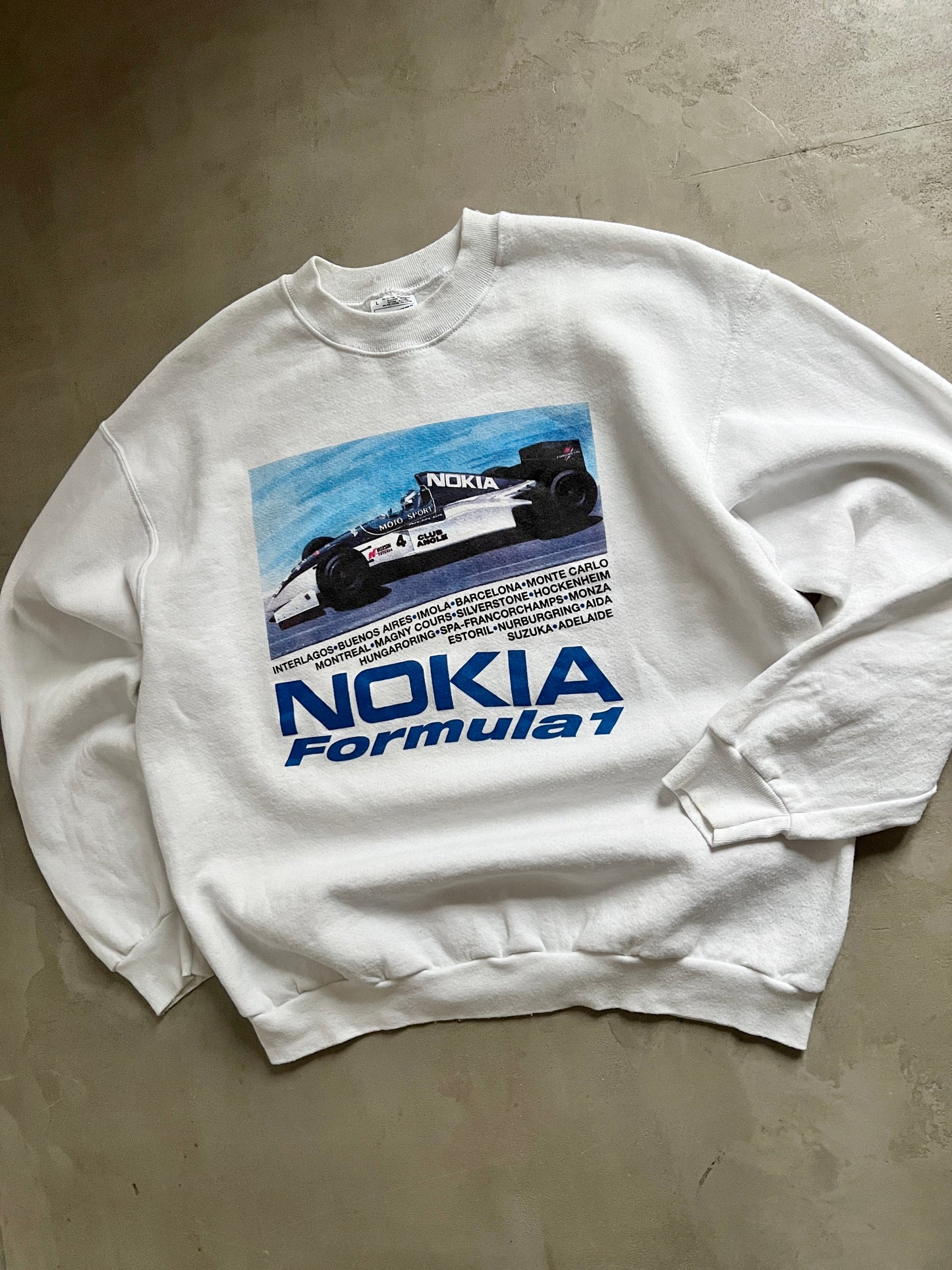 WHITE NOKIA RACING SWEATER - 1990S - M