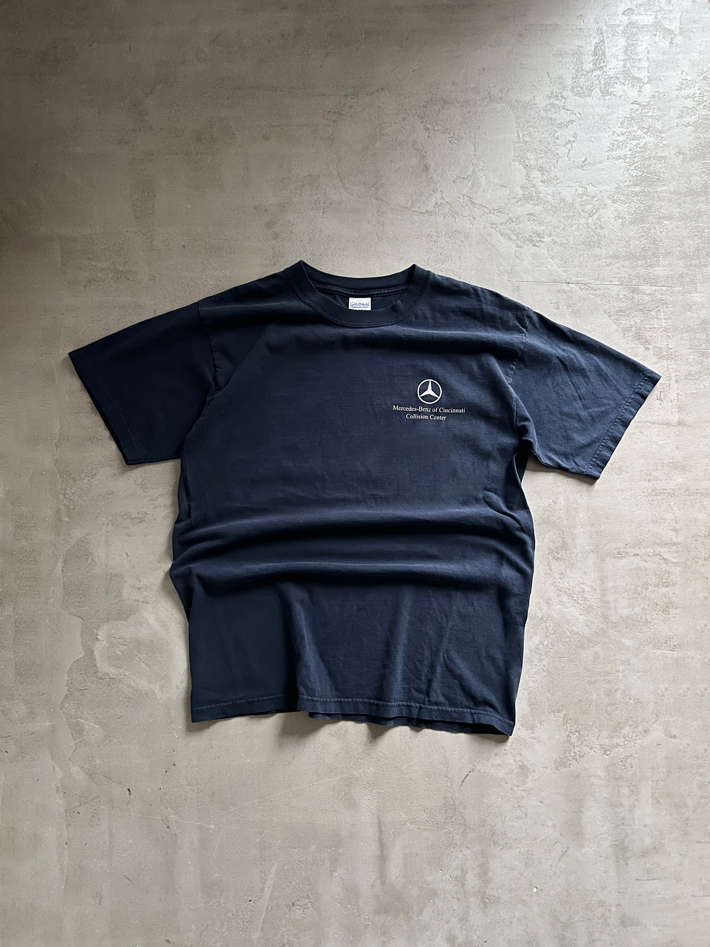 FADED NAVY MERCEDES BENZ TEE - 1990S - L