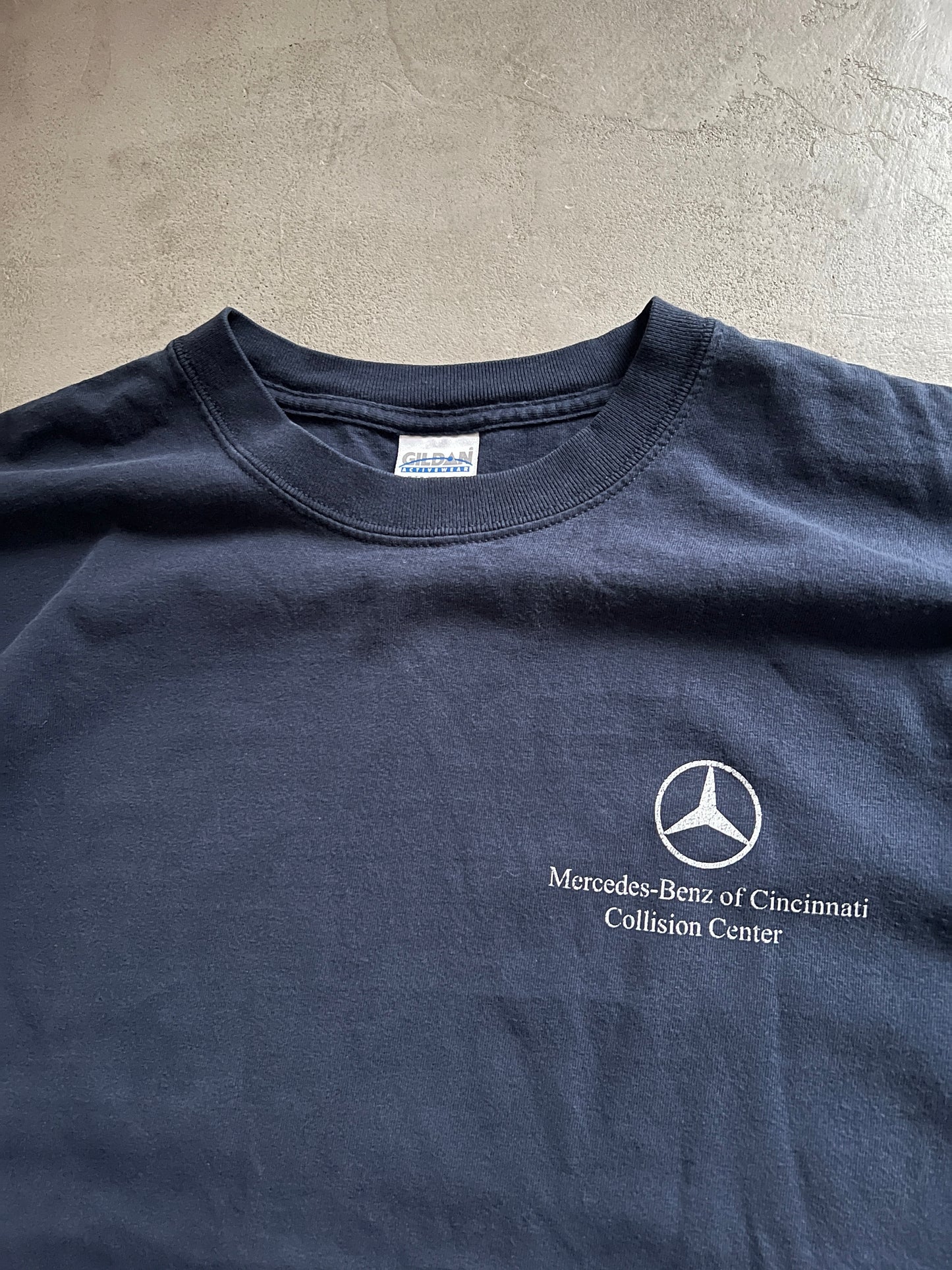 FADED NAVY MERCEDES BENZ TEE - 1990S - L