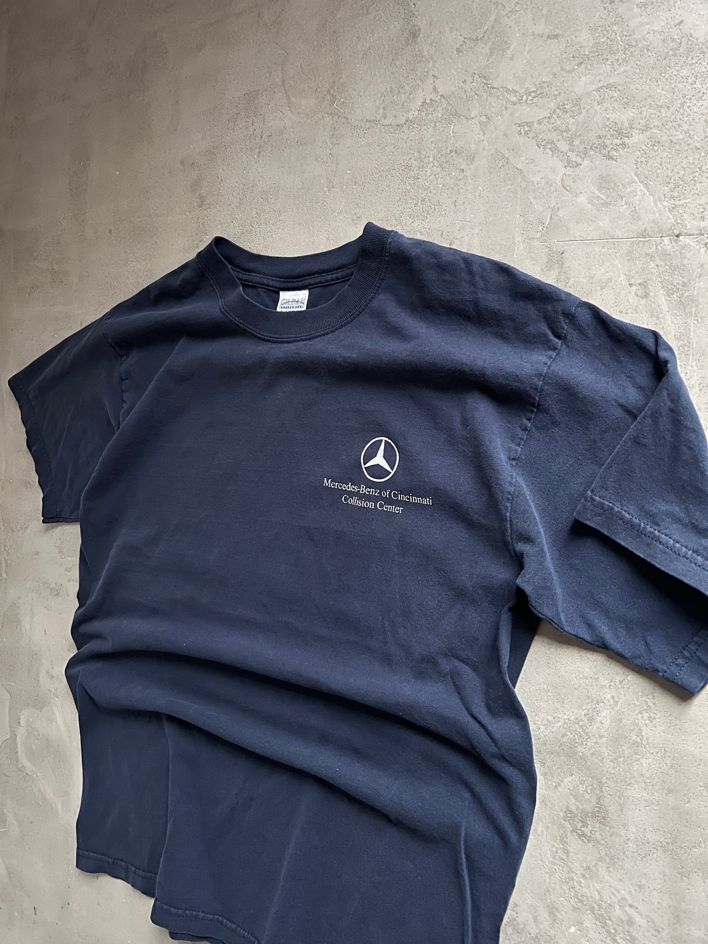 FADED NAVY MERCEDES BENZ TEE - 1990S - L