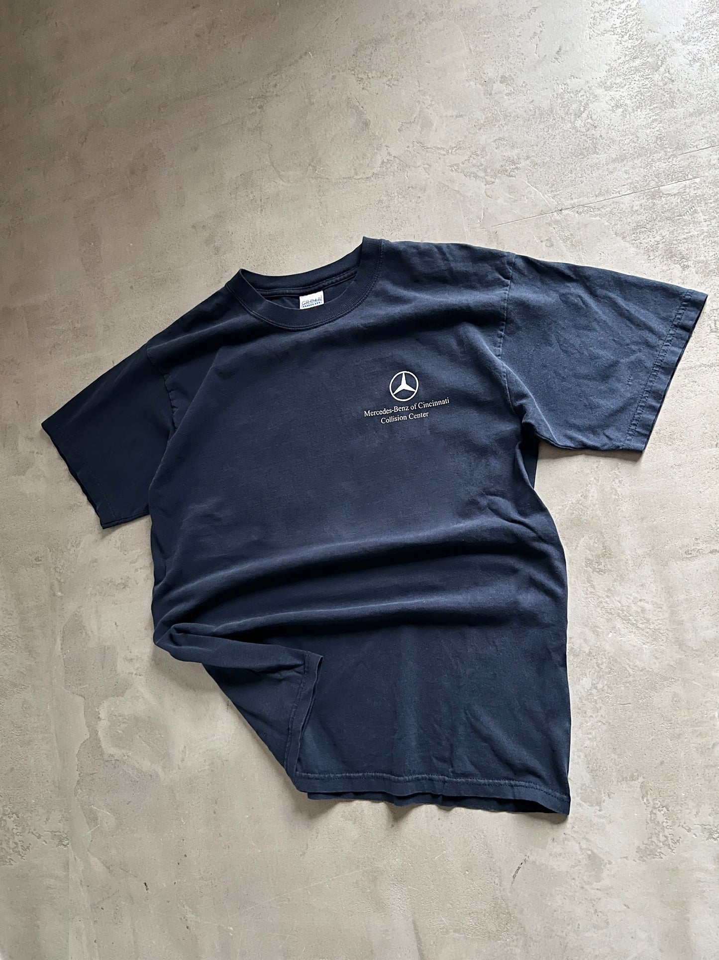 FADED NAVY MERCEDES BENZ TEE - 1990S - L