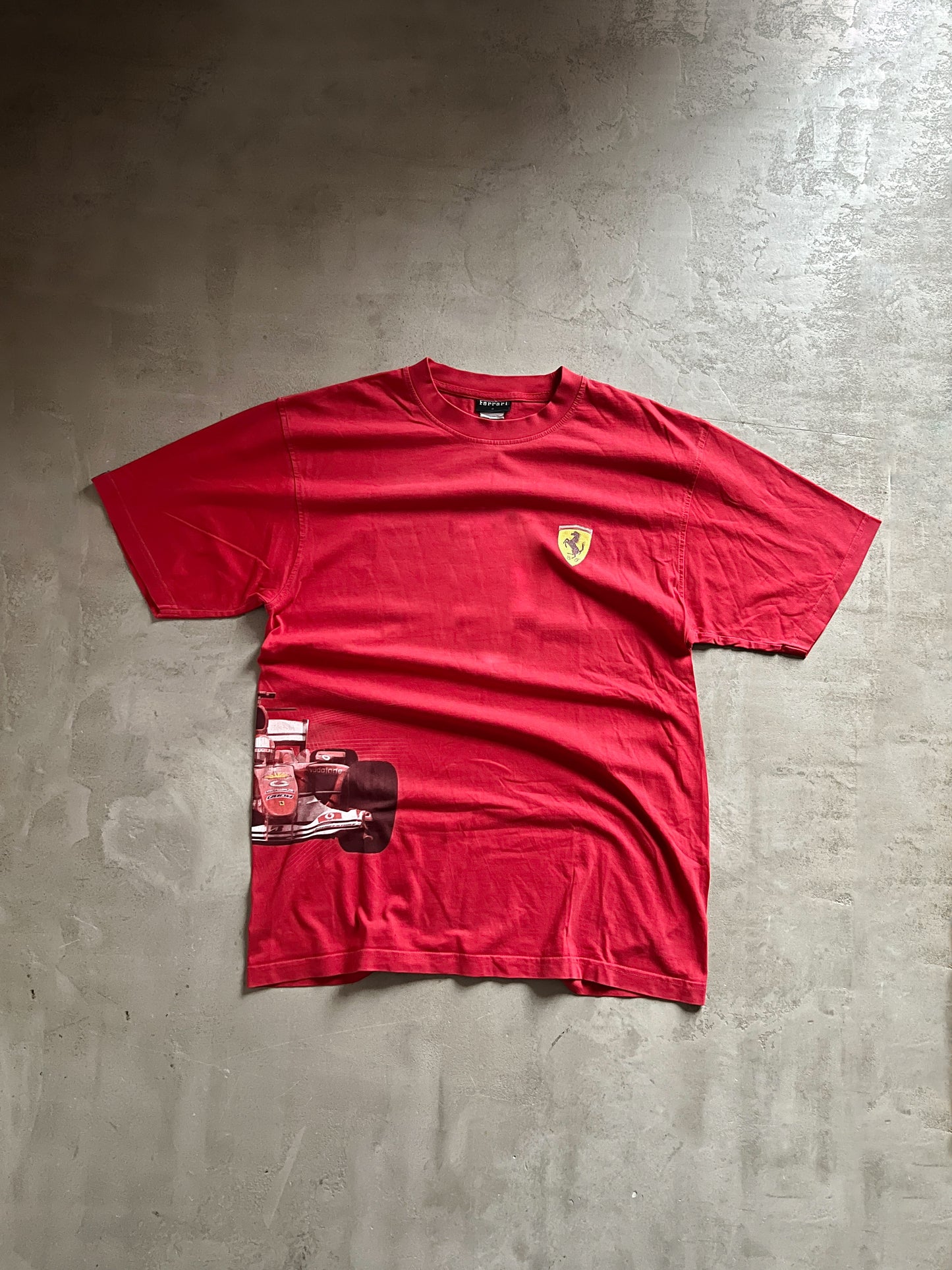 RED FERRARI RACING TEE - 1990S - L