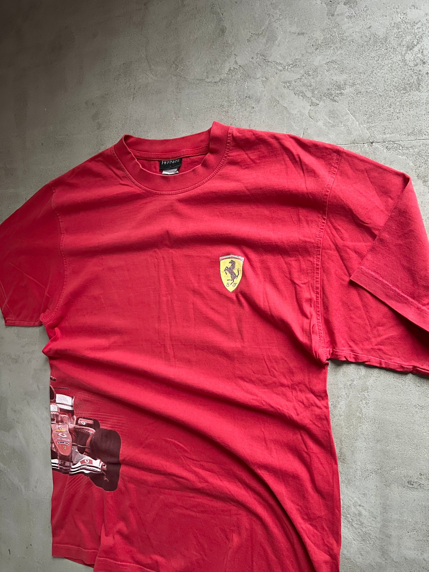 RED FERRARI RACING TEE - 1990S - L