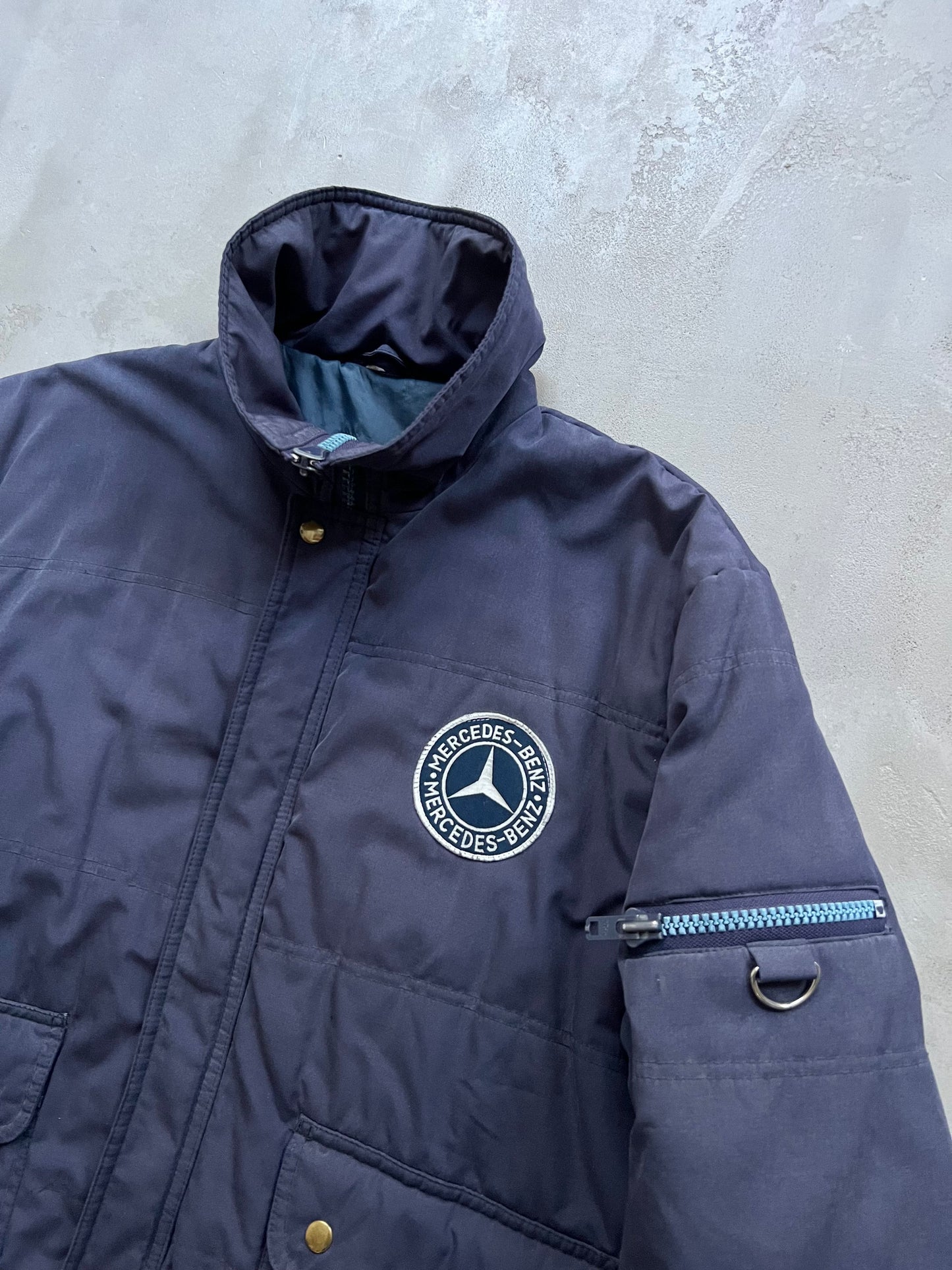 FADED NAVY MERCEDES BENZ JACKET - 2000S  - L